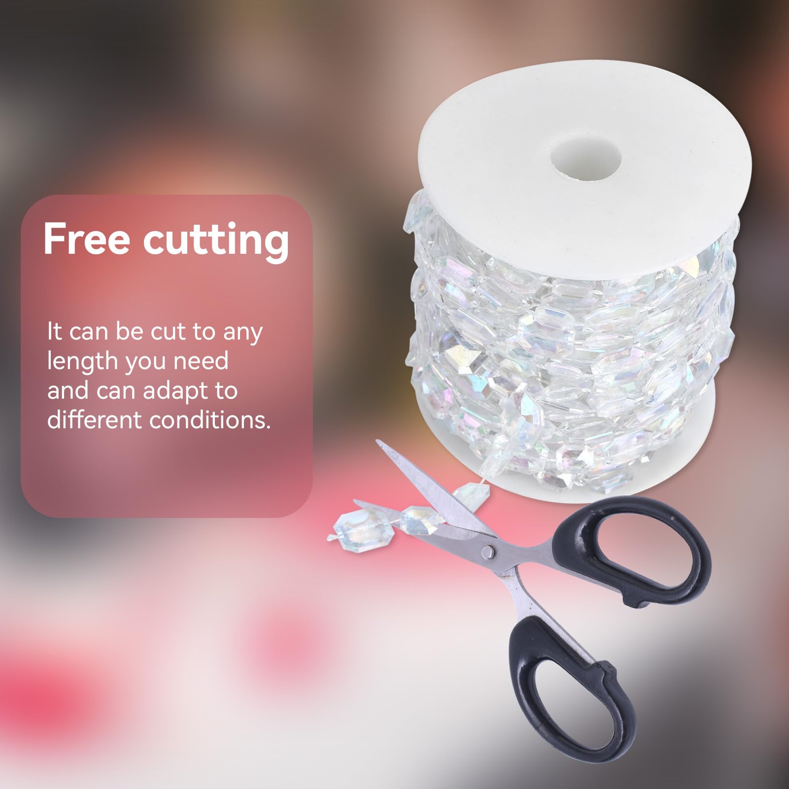 32ft Acrylic Crystal Beads Garland Chandelier Gem Beads Chain Hanging Crystals Strings Garland Trim Chain for Wedding Party Tree Decoration DIY Crafts - Image 2
