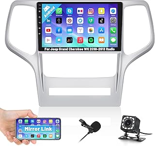 for Jeep Grand Cherokee WK 2008-2013 Radio, Android Car Stereo with Bluetooth, 9 Inch Touch Screen Car Stereo Radio with GPS Navigation Mirror Link FM Radio WiFi Subwoofer SWC + Backup Camera + Mic