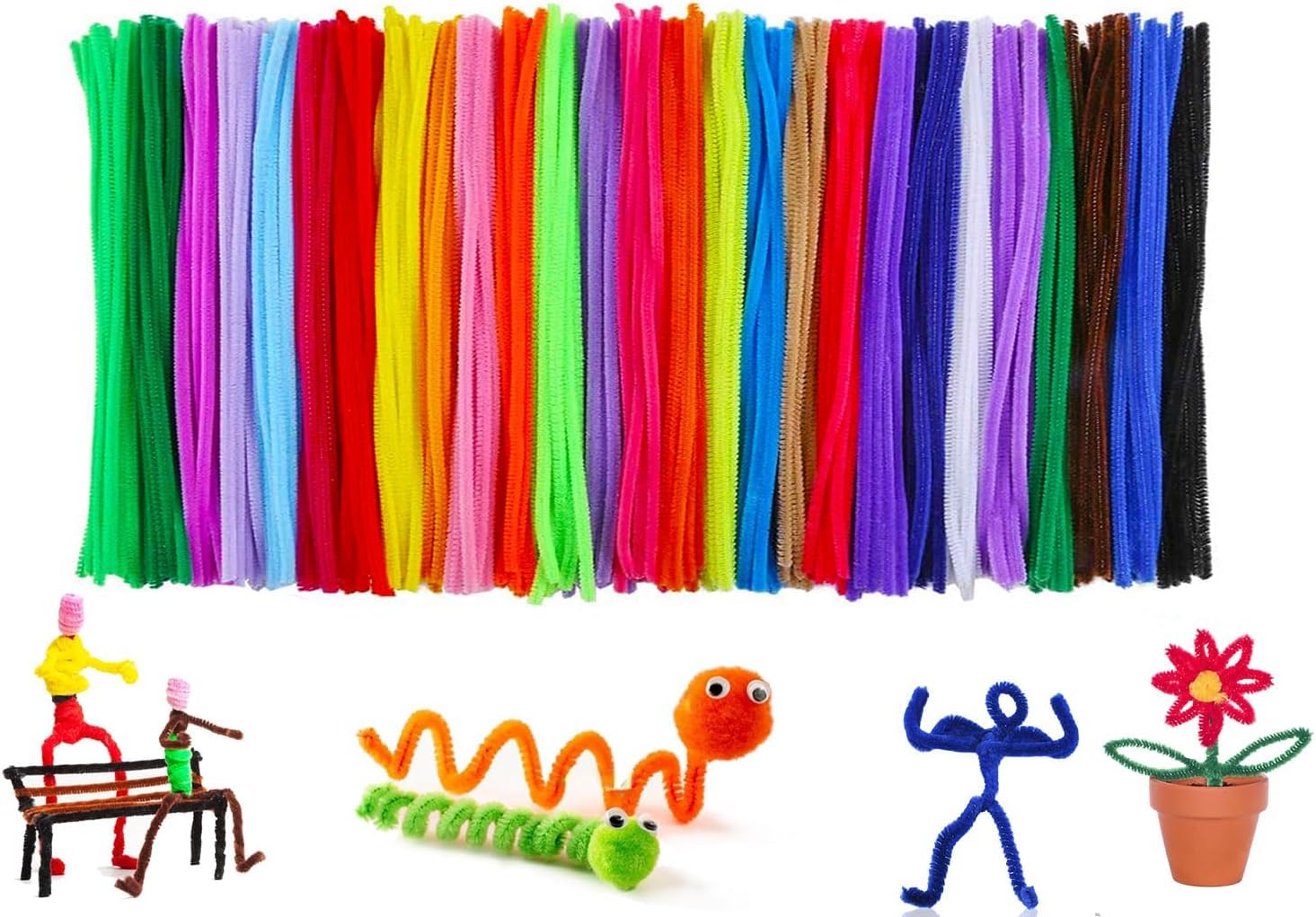 Max Solutions Pipe Cleaners For Craft Assorted 15Cm Long Multi Colour Arts & Craft Crafting Super Soft Pipe Cleaners (300 Pipe Cleaners)