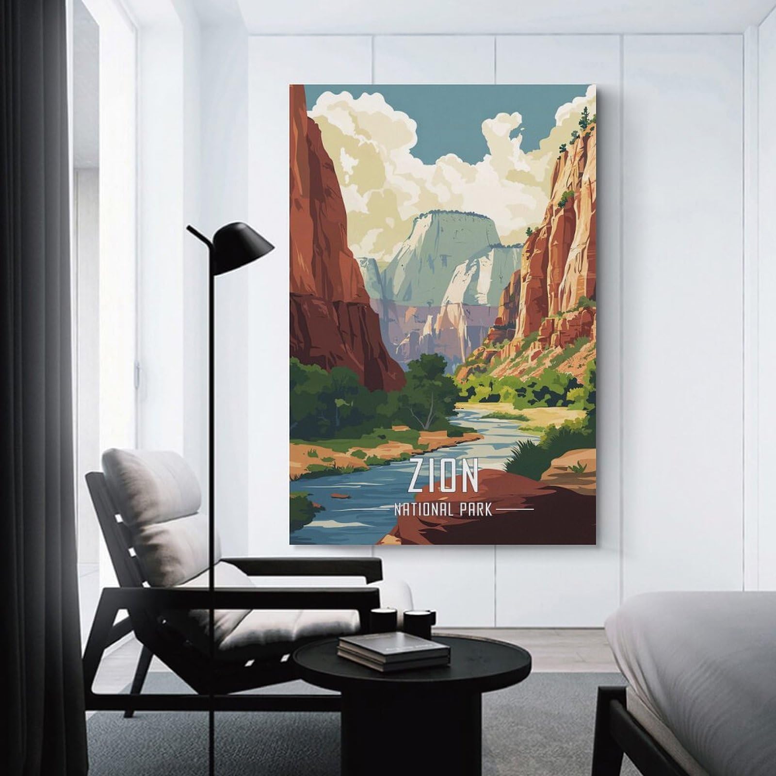 Junmoney Decorative Canvas Print Zion National Park, 12x18inch(30x45cm), for Office, Study Or Home Workspace, Decorative Artwork for Productive Spaces