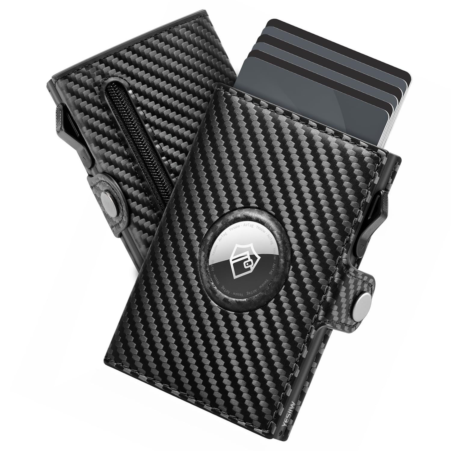 YESIIW Portafoglio Air tag Uomo a capacità Enorme, Airtag Wallet con 7 Scomparti per Carte Pop-up Portacarte Uomo per 12+ Cartes Airtag Portafoglio con Blocco RFID & Chiusura magnetica, Relago Uomo