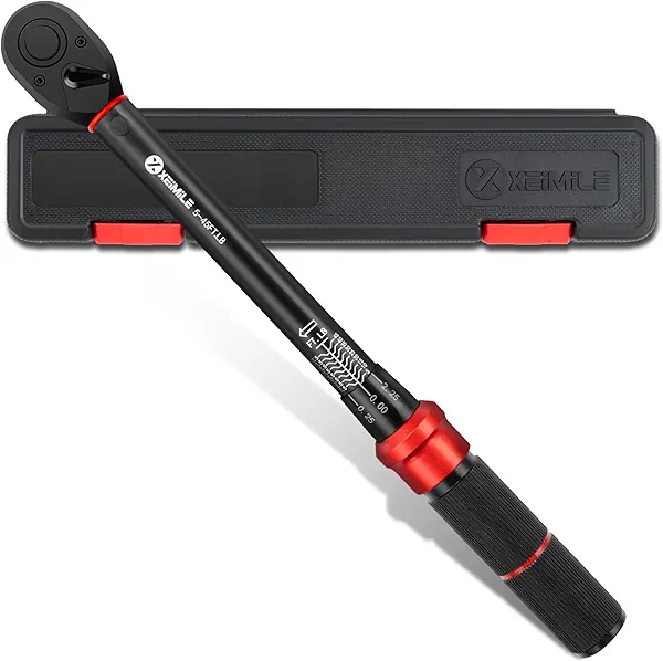 XEIMILE 3/8-Inch Drive Click Torque Wrench - 5-45 Ft-Lb/6.8-61Nm, Dual-Direction Adjustable 72 Tooth Click Torque Wrench with Dual Range Scales, High 3% Precision for Bike, Motorcycle and Car Repair