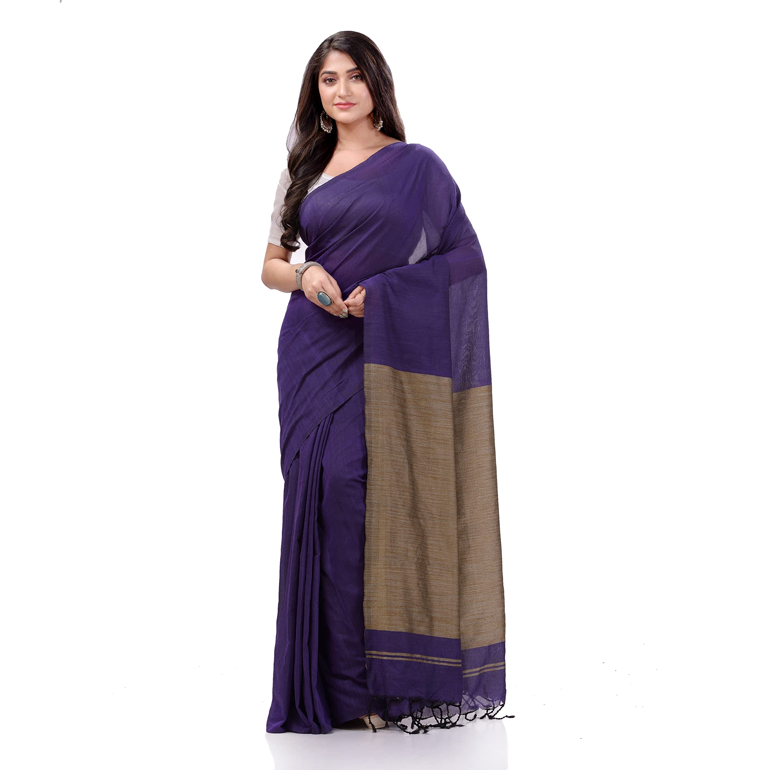 dB DESH BIDESHWomen`s Cotton Handloom RupSagar Design Saree Without Blouse Piece