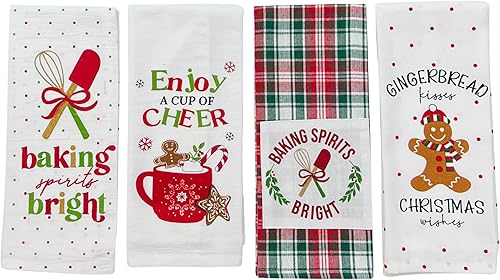 Vista 65 de Toallas de mano de cocina navideñas: ten una feliz Navidad en tejido plano y colorido estampado de flor de pascua en tejido de espiga, 100% algodón