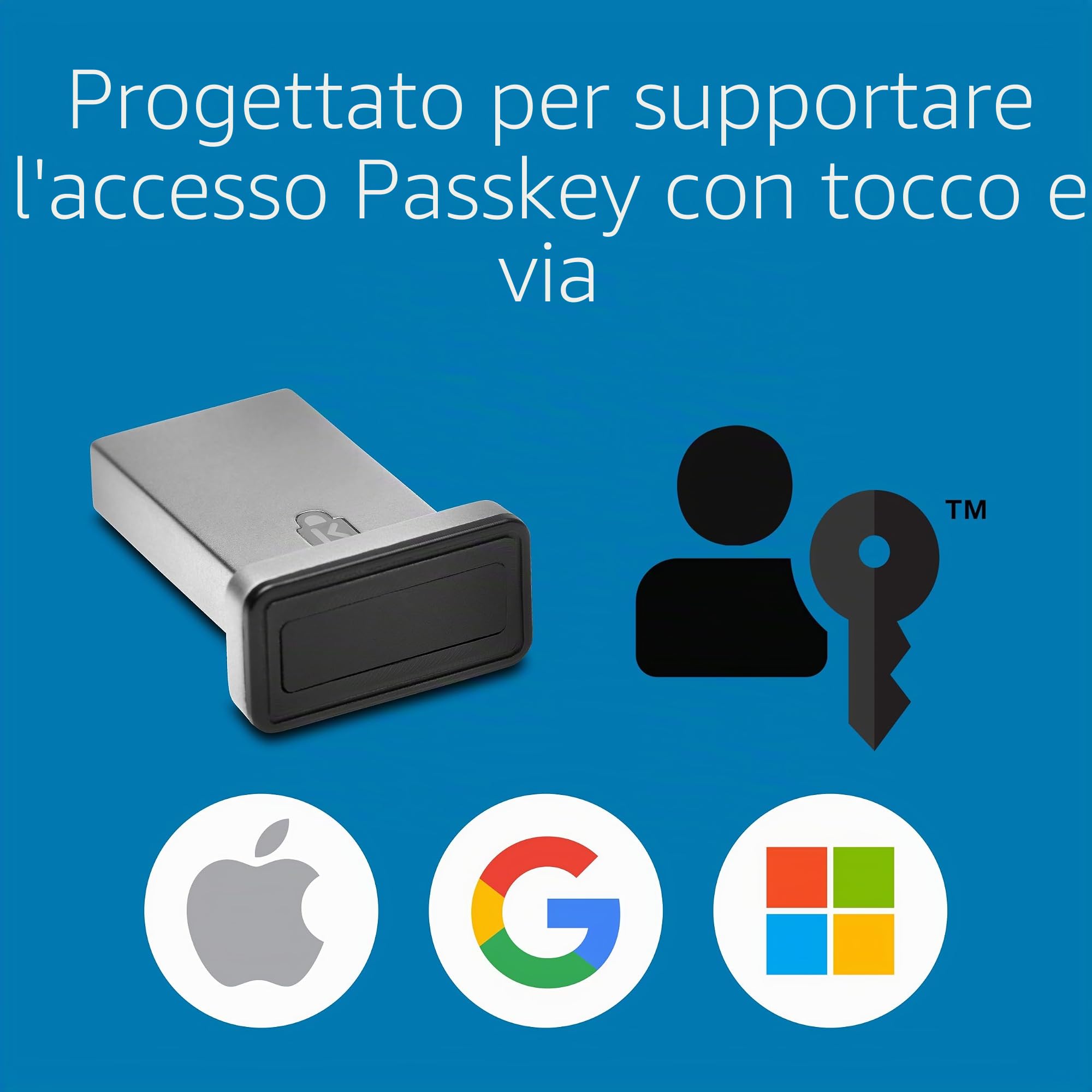 Kensington VeriMark™ Gen2 USB-A lettore di impronte digitali - Windows Hello e Windows Hello per aziende, Tap and Go, anti-spoofing (K64704WW)
