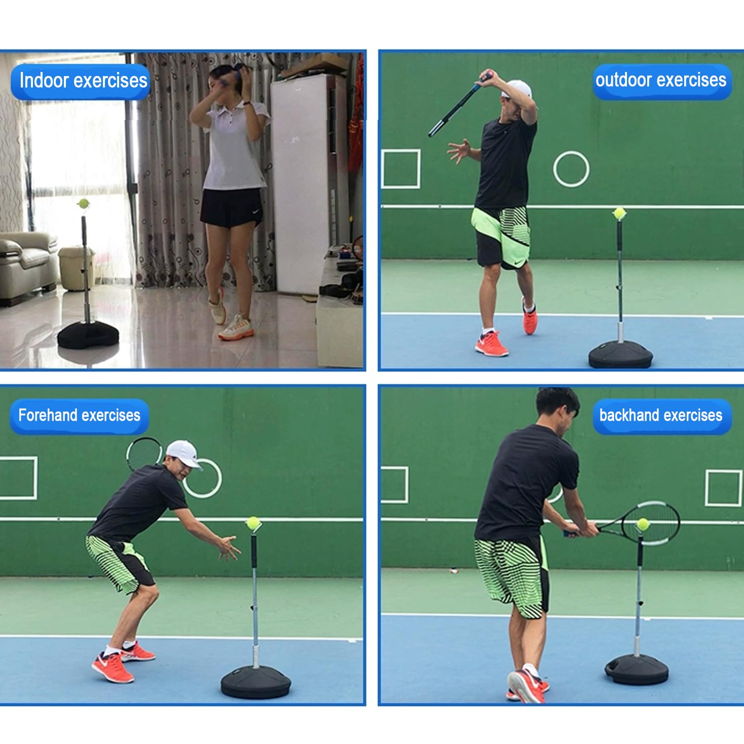 Allenatore di rimbalzo per tennis da solo, simulatore portatile per bambini e adulti principianti, migliora le abilità ovunque