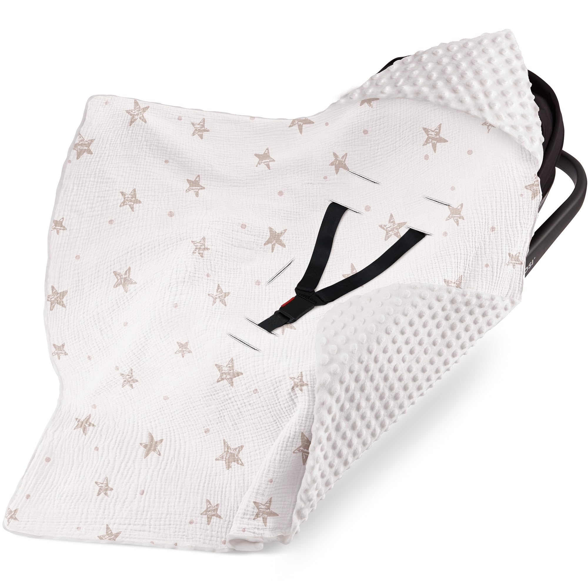 Bearmoss Einschlagdecke Babyschale Decke Kinderwagen Kinderwagen und Kindersitze universal Baby Babydecke für Buggy Autositz Ganzjahresdecke 90x90cm (Weißes Pentagramm)