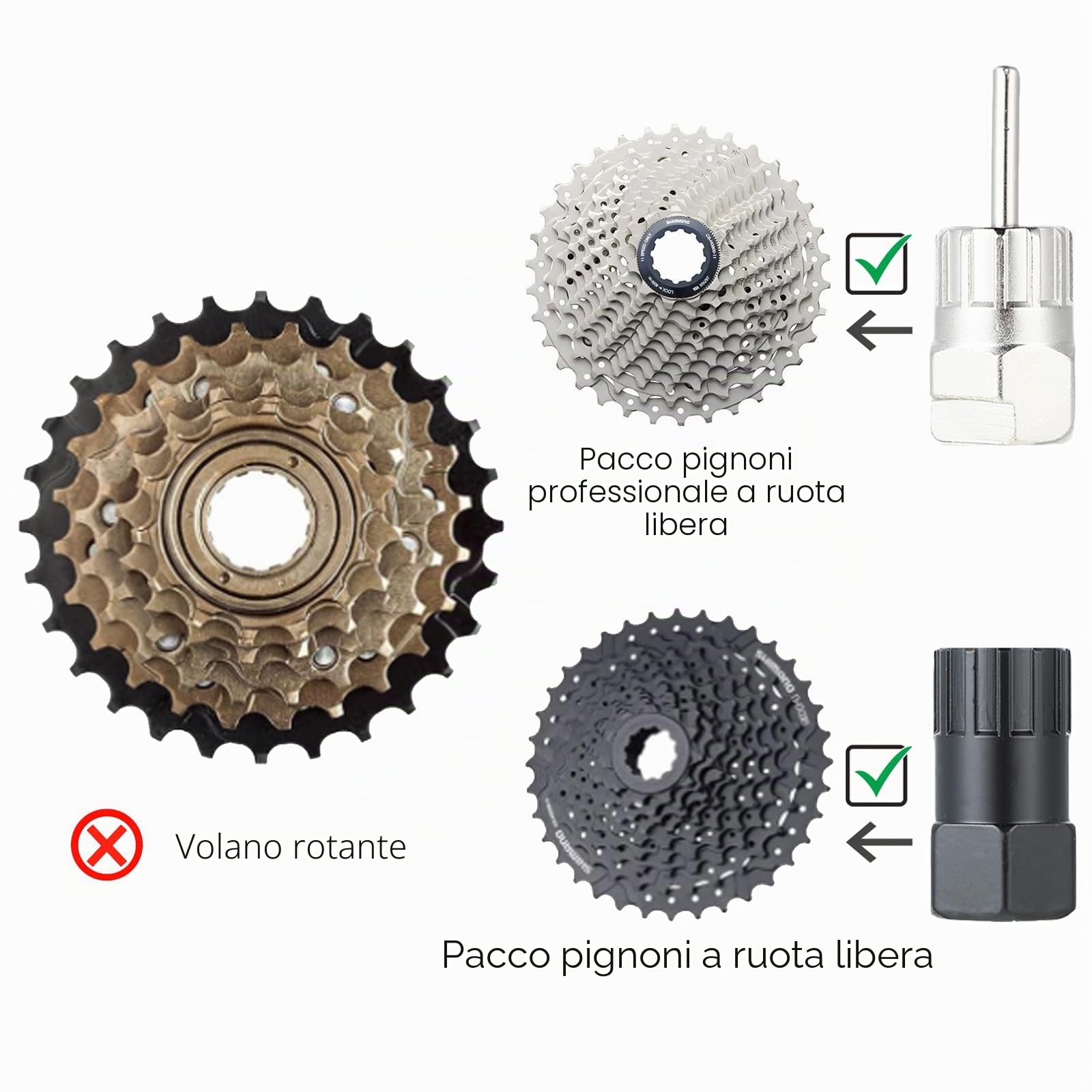 Kit Attrezzi Catena per Bici, Estrattore Pedivella Bici, Attrezzi Bici, Freewheel Removal Tool, Per Catene da 7, 8, 9, 10, 11 Velocità Cassette