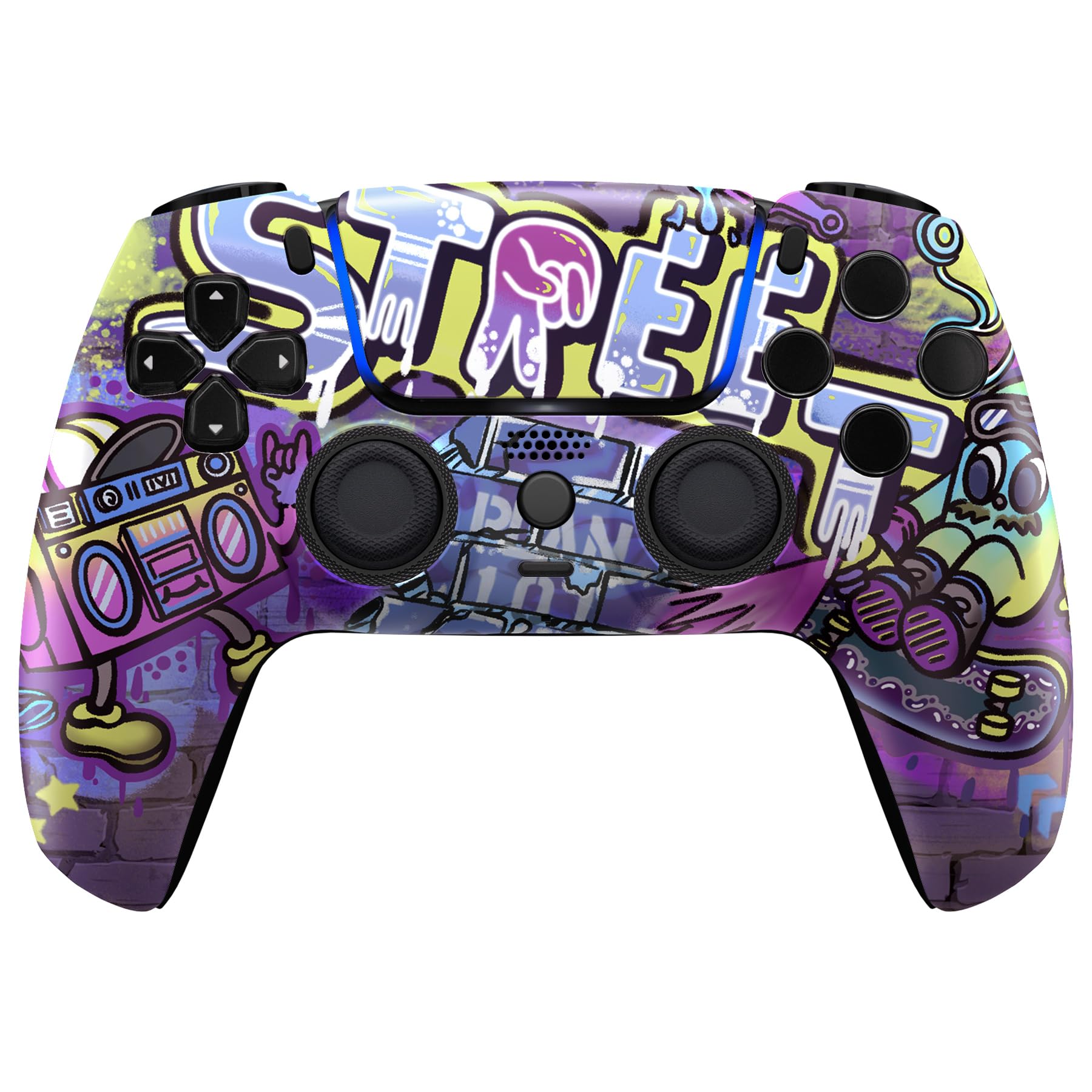 eXtremeRate Luna Cover per ps5 Controller Joystick,Shell Frontale Touchpad Ricambio,Scocca Ridisegnata&Anelli per ps5 Joypad BDM 010/020/030/040/050-Arte di Strada