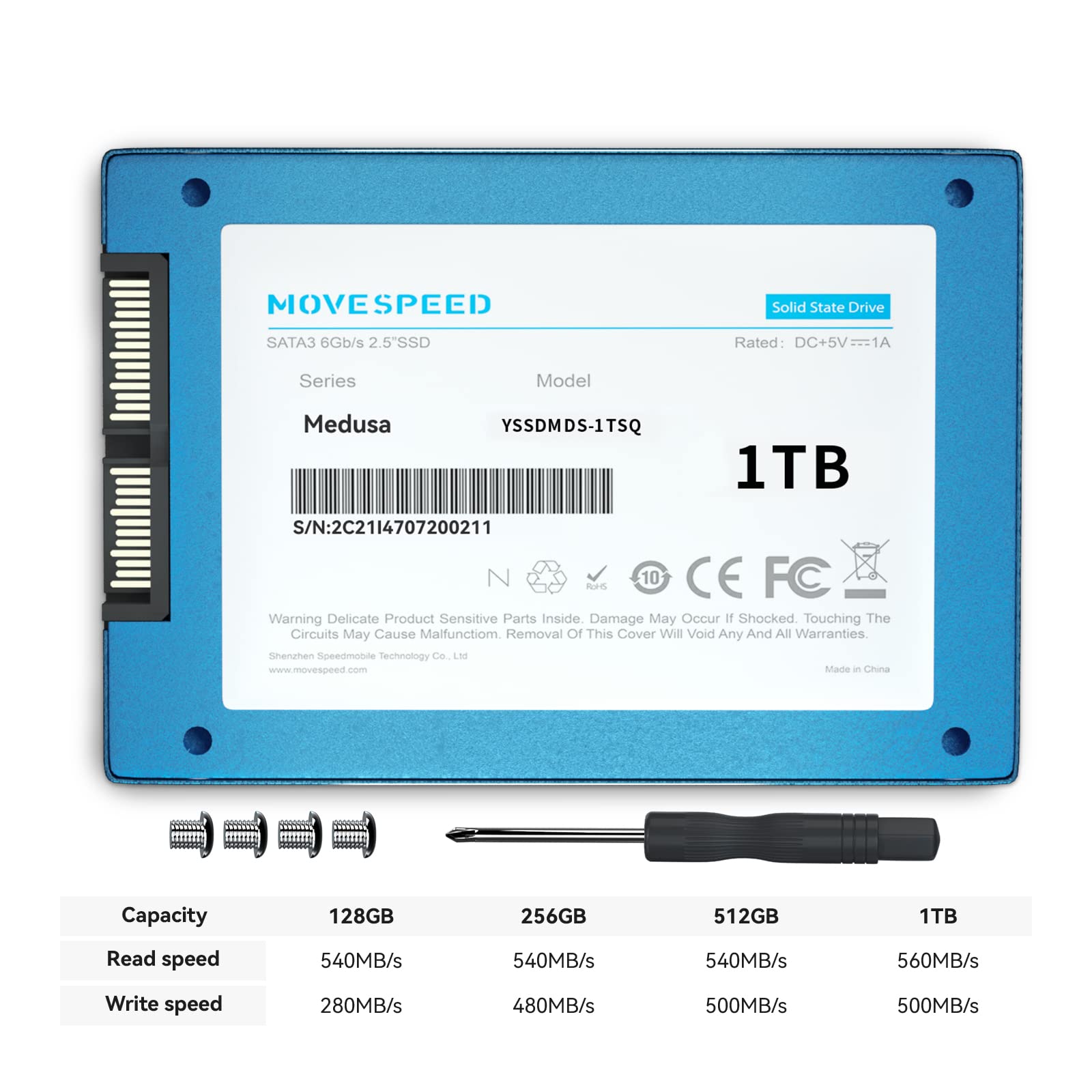 Amazon.com: MOVE SPEED 1T 3D NAND Internal PC SSD, 2.5 SATA III