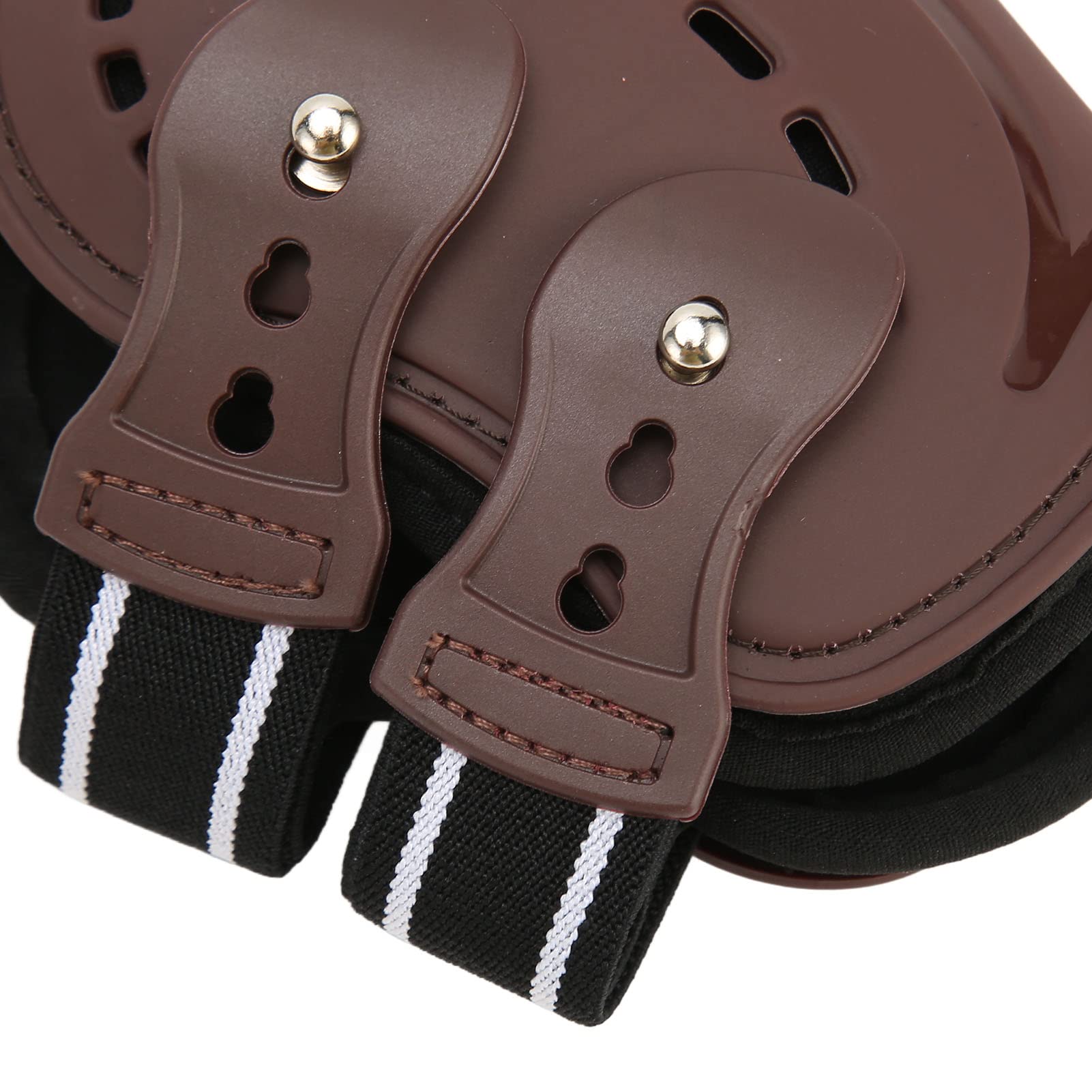 Shanrya Paragambe anteriori posteriori di cavallo, protezioni per gambe di cavallo marrone, guscio in poliuretano regolabile ad assorbimento degli urti anteriore aperto per equitazione (M 0.7in)