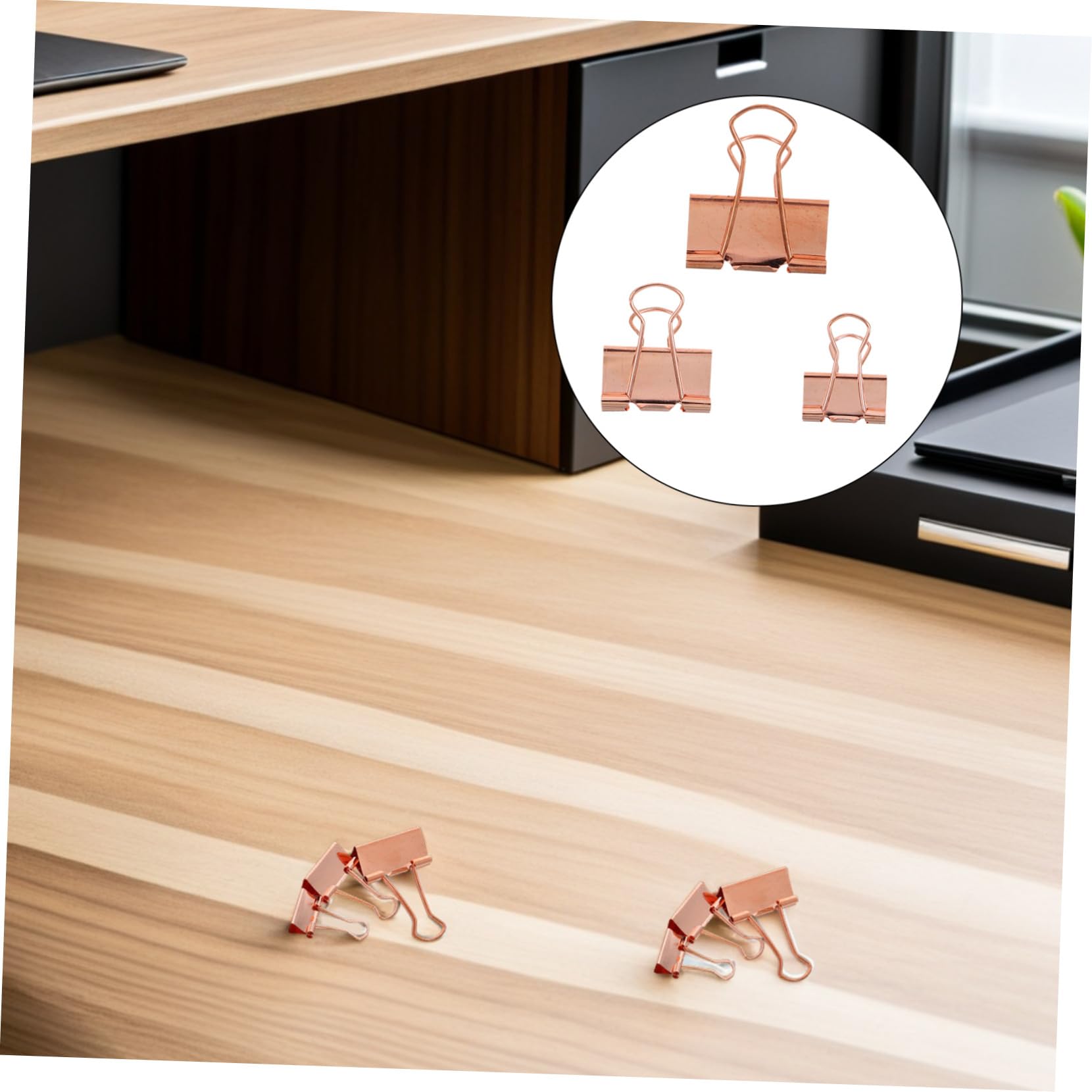 HOMSFOU 112 Piezas pinzas papeleria clips de metal Clips de carpeta de metal Rose Gold