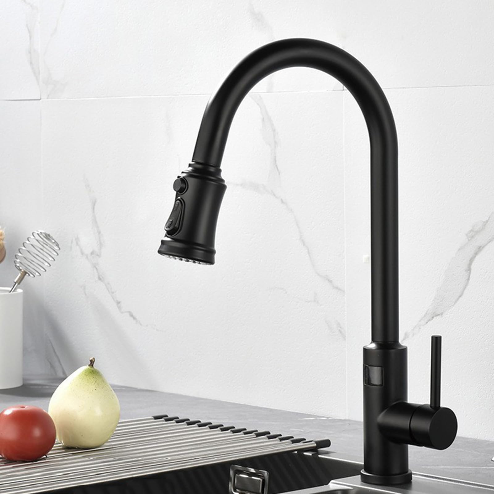HADECOLL Touchless Black Kitchen Faucet With Digital Display Pullout Spray 360° Swivel Spout Sensor Activated Modern Design For Easy Cleaning And Convenience