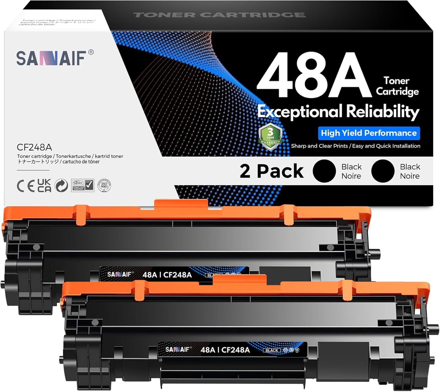 48A CF248A Black High-Yield Pages Toner Cartridges (2-Pack) Compatible for hp 48A CF248A Work with hp LaserJ Pro M15a M15w M16a; MFP M28a M28w M29a Printers|CF248A