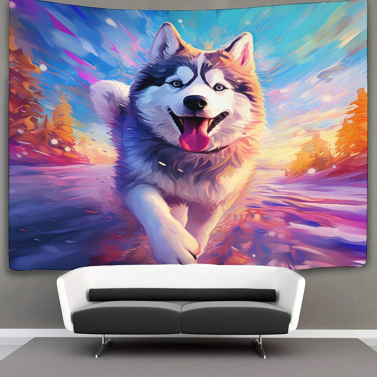 NQHXLRUDC 3D Husky Print Wall Blanket Home Decoration Bedding Poster Wall Art Tapestry Tapestries Wall Hanging Soft Polyester for Living Room Bedroom Dorm Decor 70cmx100cm