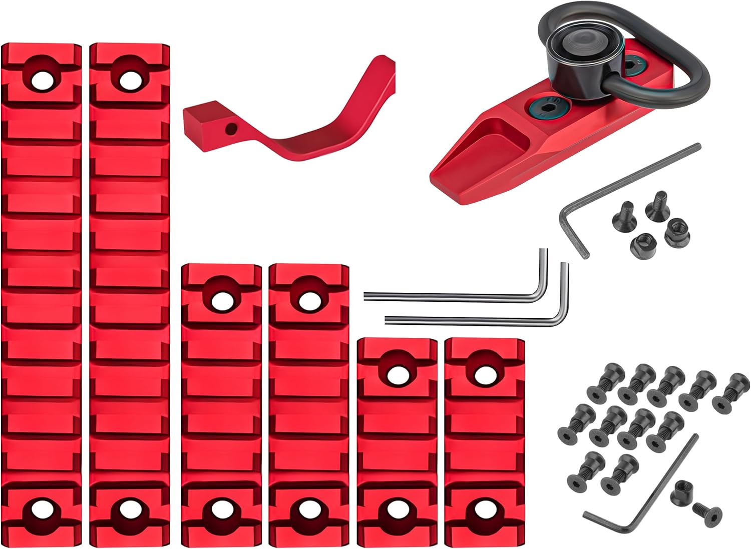 Gotical Combo of 2 Items which Includes 5 Slots 2 Pieces and 7 Slot 2 Pieces Key mod Lightweight Aluminum Red Color (5,7,13 Slots | Trigger & Attachment)