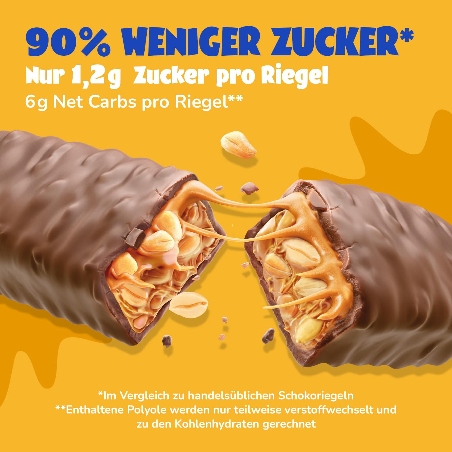 AHEAD Veganer Süßigkeiten Riegel – Salted Peanut Caramel – 16 x 35g – Keto Riegel mit Schokolade ohne Zuckerzusatz – nur 5g Net Carbs pro Low Carb Süßigkeit - Verbesserte Rezeptur