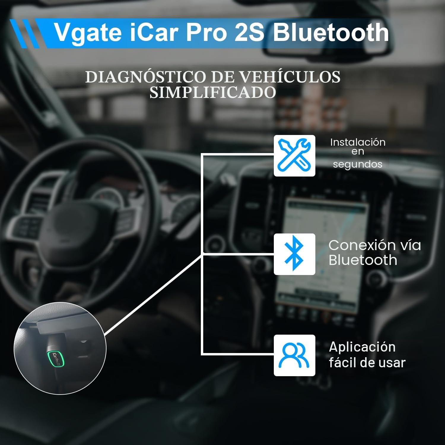 Vgate iCar Pro 2S Bluetooth Herramienta de diagnóstico OBD2 para iOS, Android y Windows Herramienta de escaneado para vehículos eléctricos e híbridos