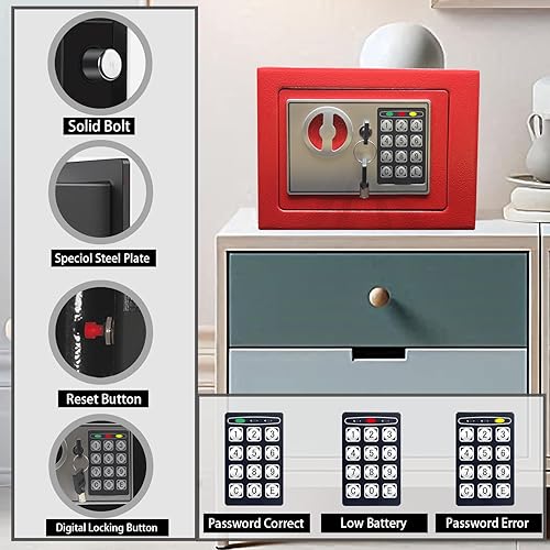 Miniatura 2 de Yuanshikj Caja de seguridad electrónica de lujo con teclado digital, para casa, oficina, hotel, negocios, joyas, pistola, almacenamiento de efectivo