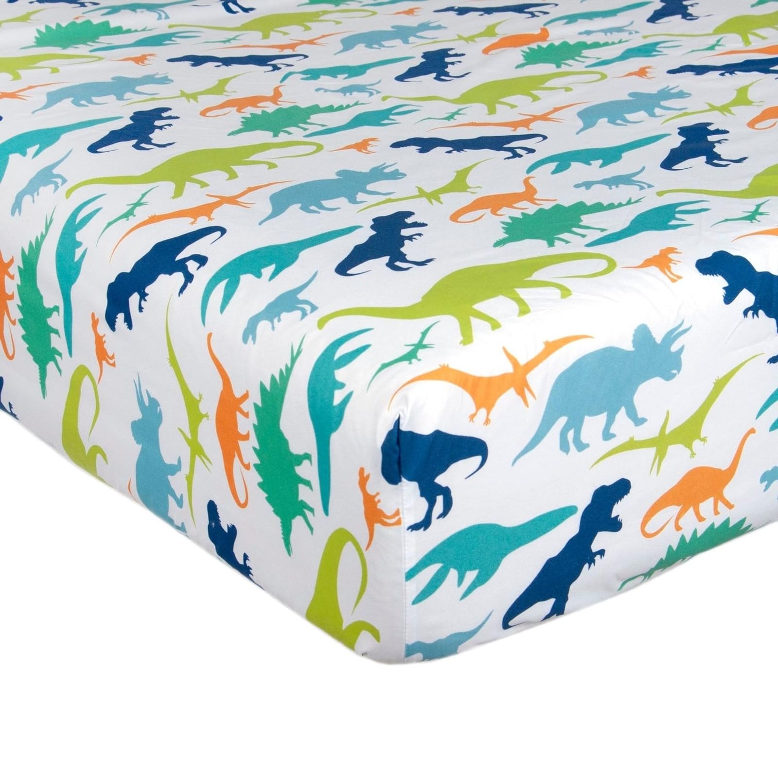Juego de sábanas de dinosaurio multicolor de 3 piezas para niños y niños, 1 sábana encimera individual y 1 sábana bajera individual, funda de almohada Queen, microfibra cepillada suave, 2
