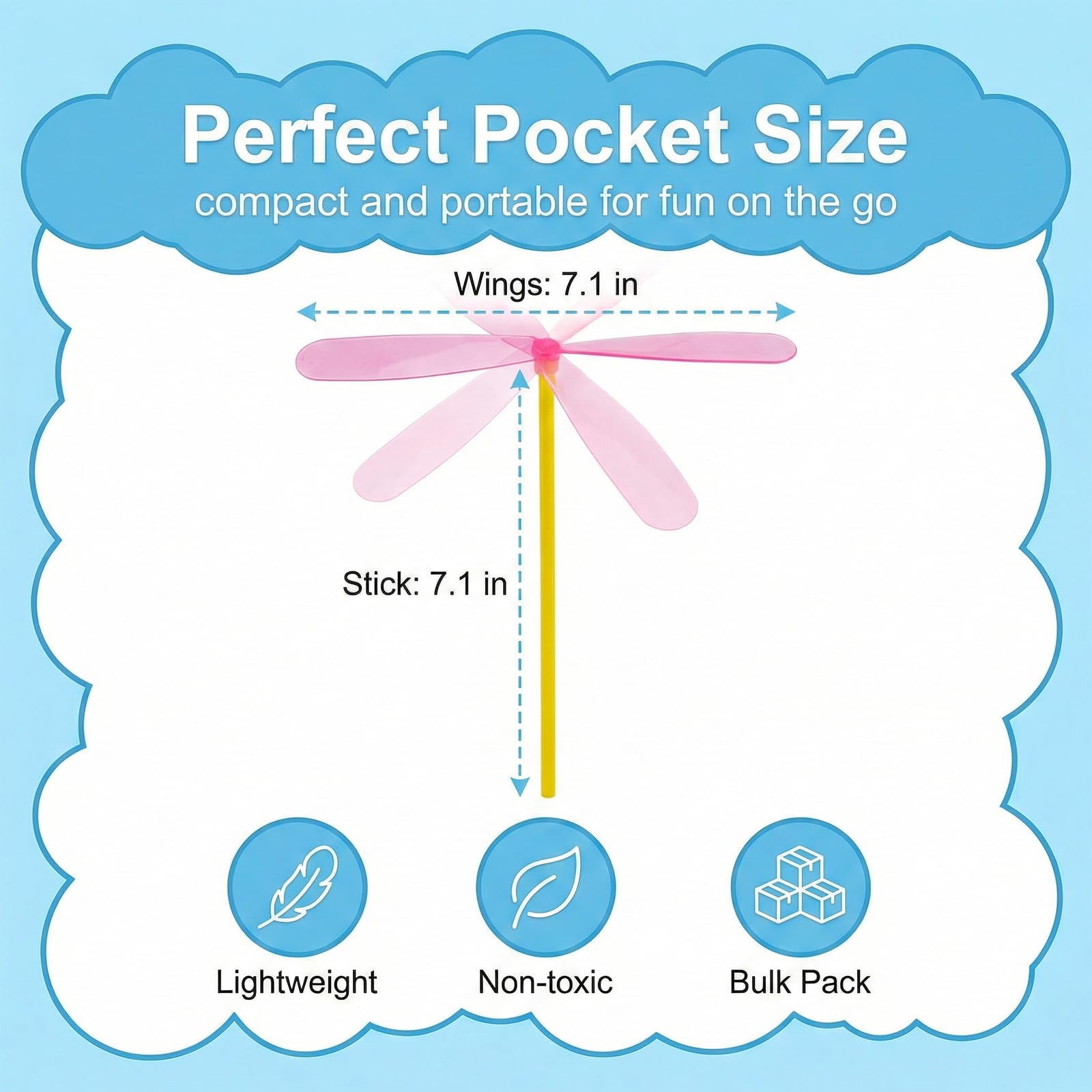 BLPRKOT 50 Piezas Libélulas de Bambú, Hélice Voladora Juguetes Giratorios para Niños y Niñas, para Niños al Aire Libre Patio Jardín (Color Aleatorio) - 4