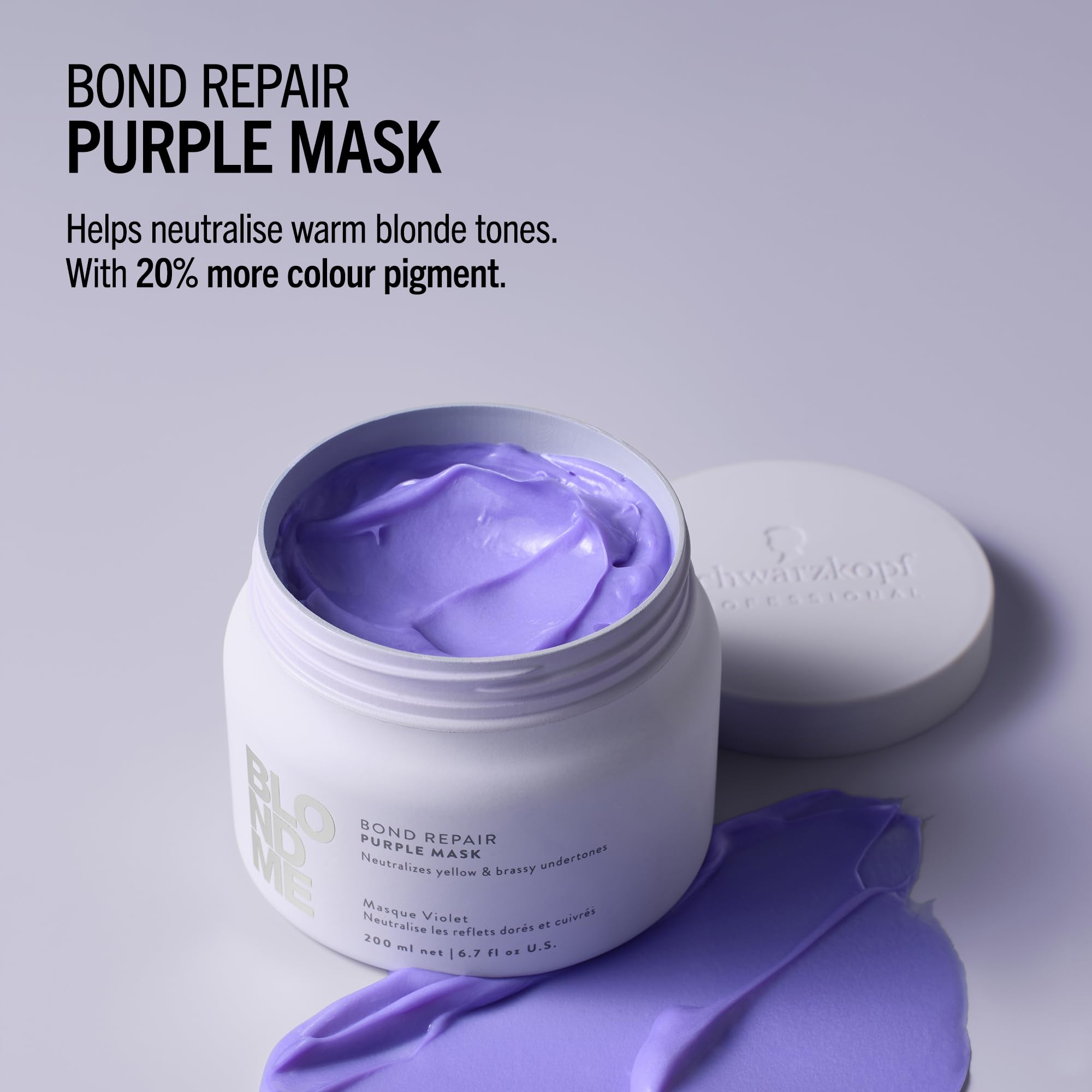 Schwarzkopf Professional BLONDME Bond Repair Purple Mask Hair Treatment Neutralizing Yellow Undertones For Colored Lighthened Bleached Hair Deeply Nourishing And Strengthening 200 ml - Image 4