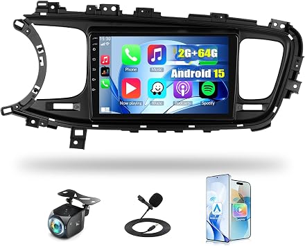 2G+64G Car Radio for Kia Optima K5 2013 2014 2015 with Wireless Carplay Android Auto,9 Touchscreen Android 15 Car Stereo with Mirror Link WiFi/GPS Navigation Bluetooth FM/RDS SWC+AHD Rear Camera