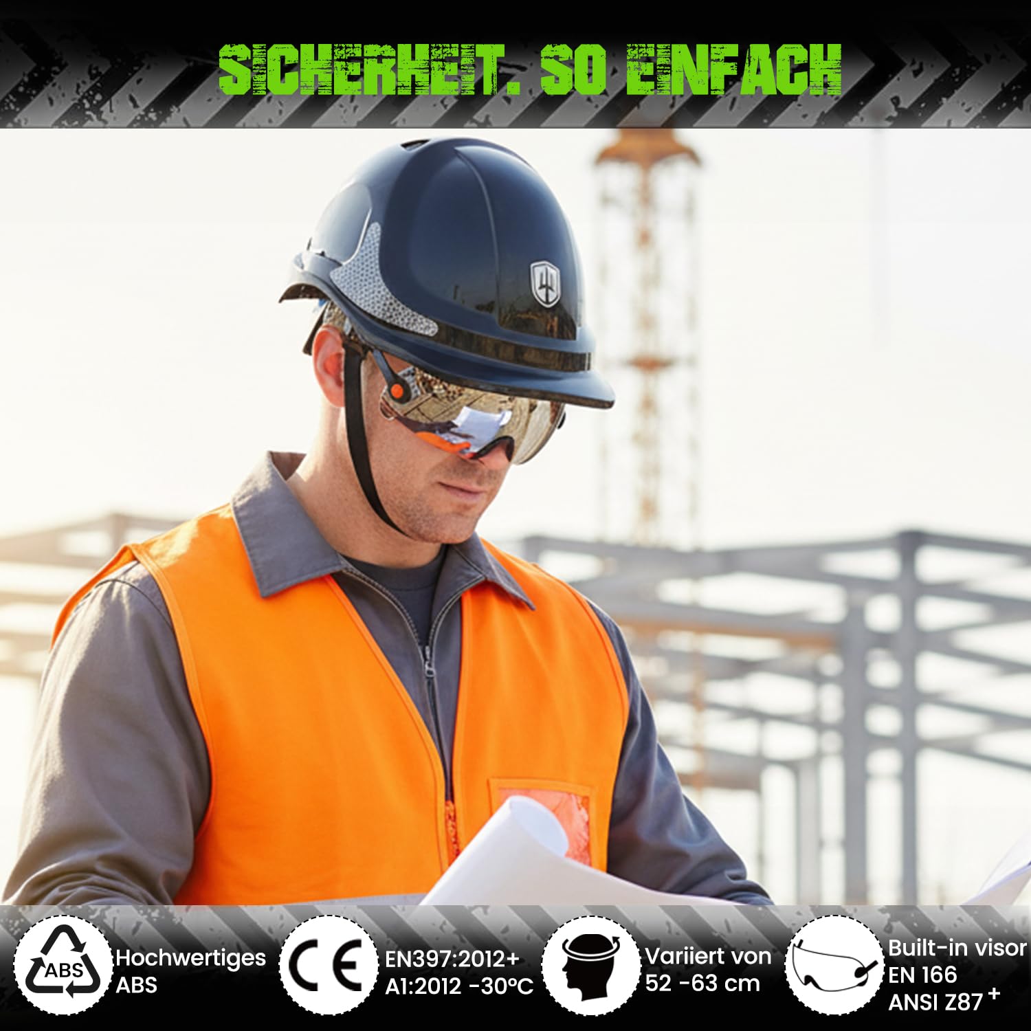 GREEN DEVIL 2910VR EN397 Casco da lavoro, casco di sicurezza per cantieri, ventilazione industriale, regolazione a cricchetto, comodo materiale ABS