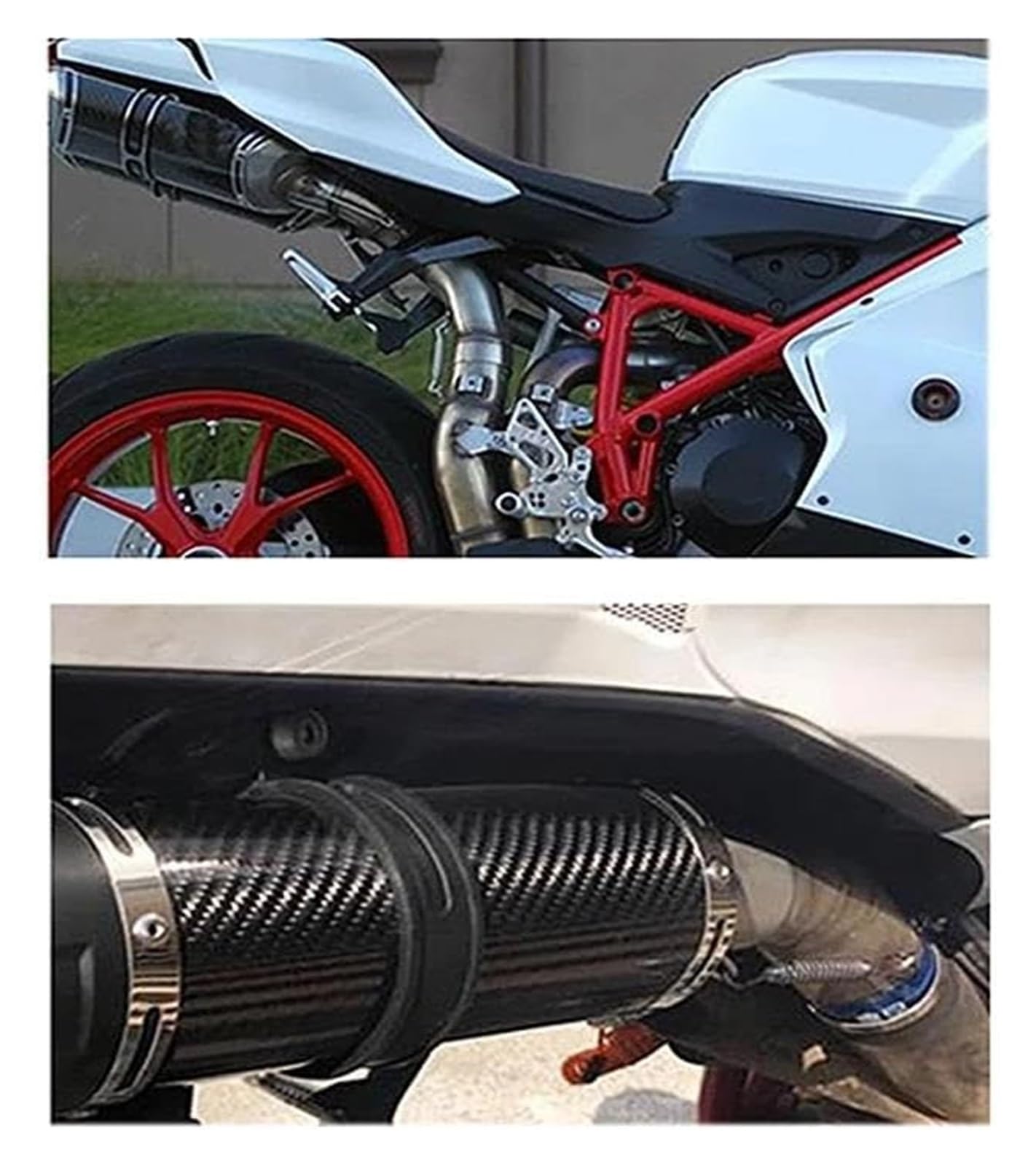 Motorrad Auspuff Tube Für Ducati Für 848 Connect Muffler Link Moto Zubehör Slip-On Motorrad Auspuff Mittelrohr Runder Schalldämpfer Auspuff