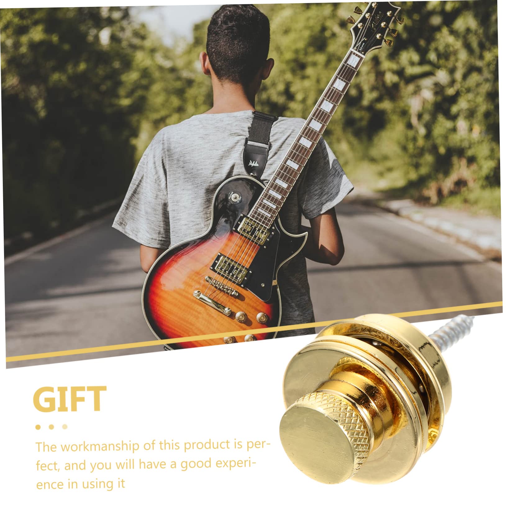 Kisangel Professional Strap Locks for Guitar and Ukulele Durable Non Slip Strap Button with Secure Mounting for Electric Acoustic and Bass Instruments Finish