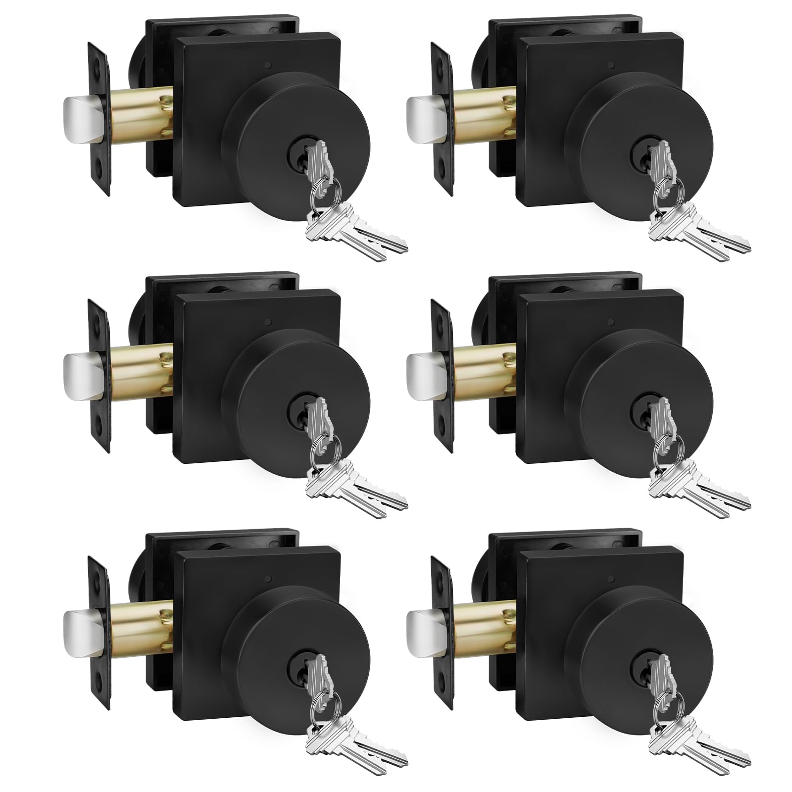 Goldenwarm Matte Black Door Knobs - 6 Pack -28 Goldenwarm Matte Black Door Knobs - 6 Pack -28
