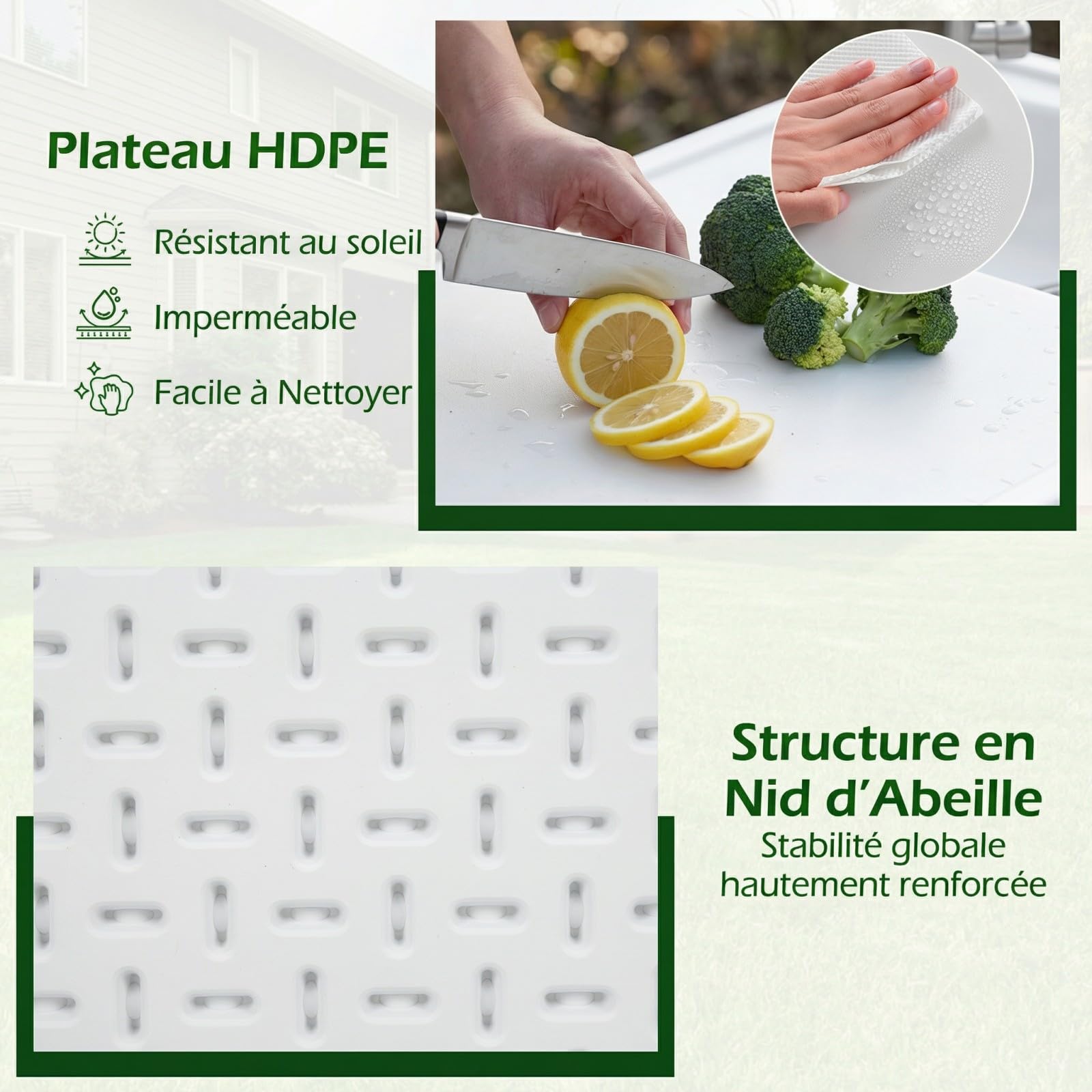 COSTWAY Table de Pêche Pliante avec Évier et Structure Métallique