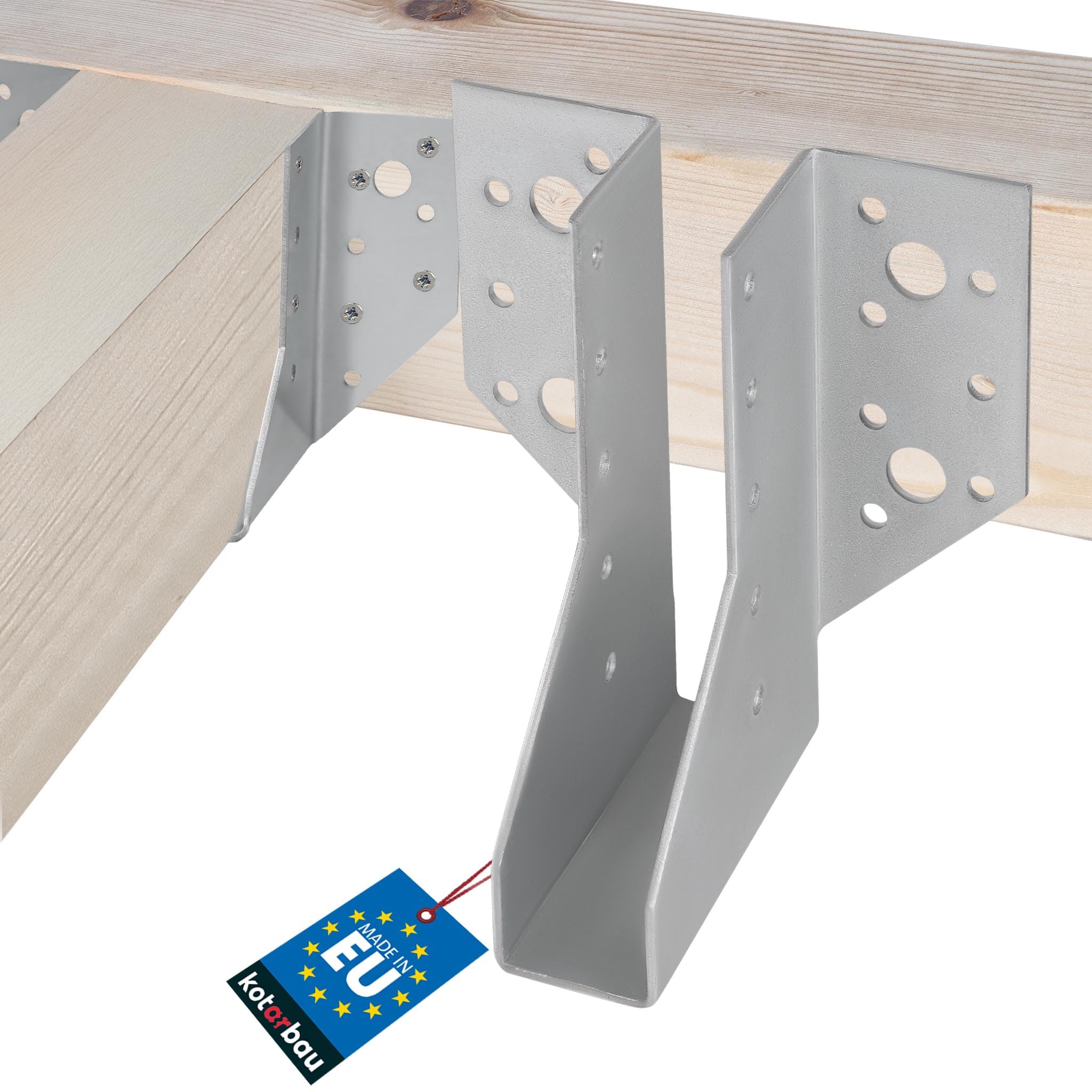 KOTARBAU® beam connectors - galvanized steel - for wooden beams - for wooden beams, Silver, 25 x 117 mm, 1pc