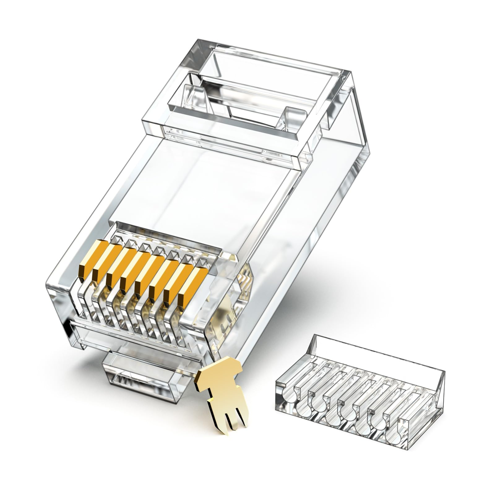 100 Connecteurs RJ45 PUSOKEI - Fiches Ethernet Cat5/Cat5e 8P8C Pour Câble Réseau, Haute Plasticité