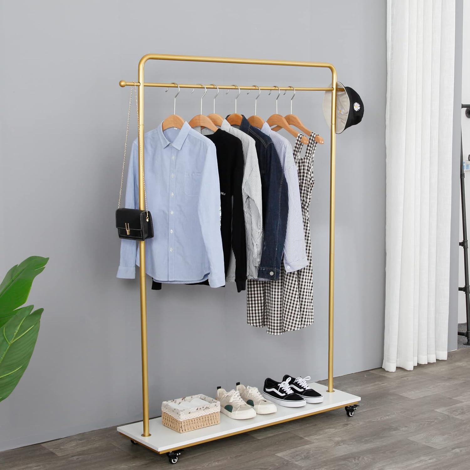 Buy WJJAYY Modern Rolling Clothing Rack Gold Pipe Clothing Rack Garment