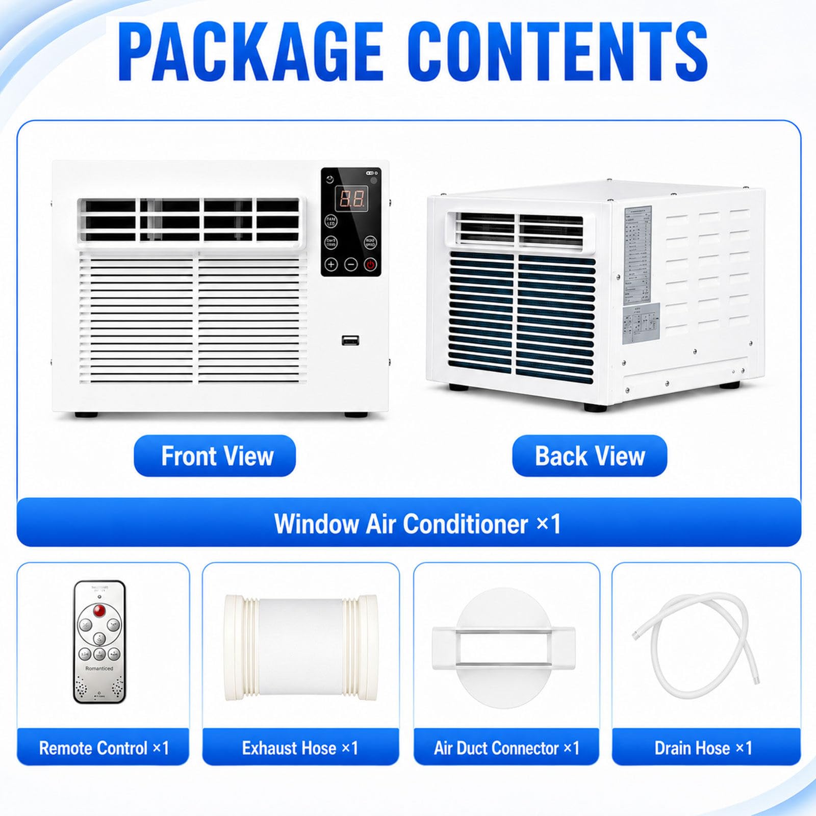 Aire Acondicionado portátil de 38 dB de Ruido | sin unidad exterior, mini aire acondicionado compacto, ideal para camiones, cocinas, dormitorios y casas de alquiler