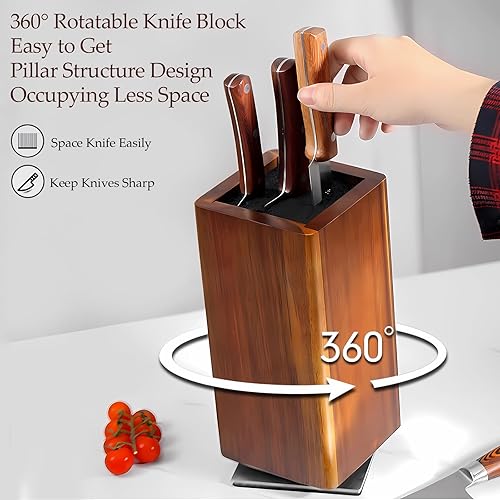 Miniatura 2 de Bloque magnético para cuchillos sin cuchillos, soporte giratorio de 360 con imanes de cuatro lados y base antideslizante, estante magnético