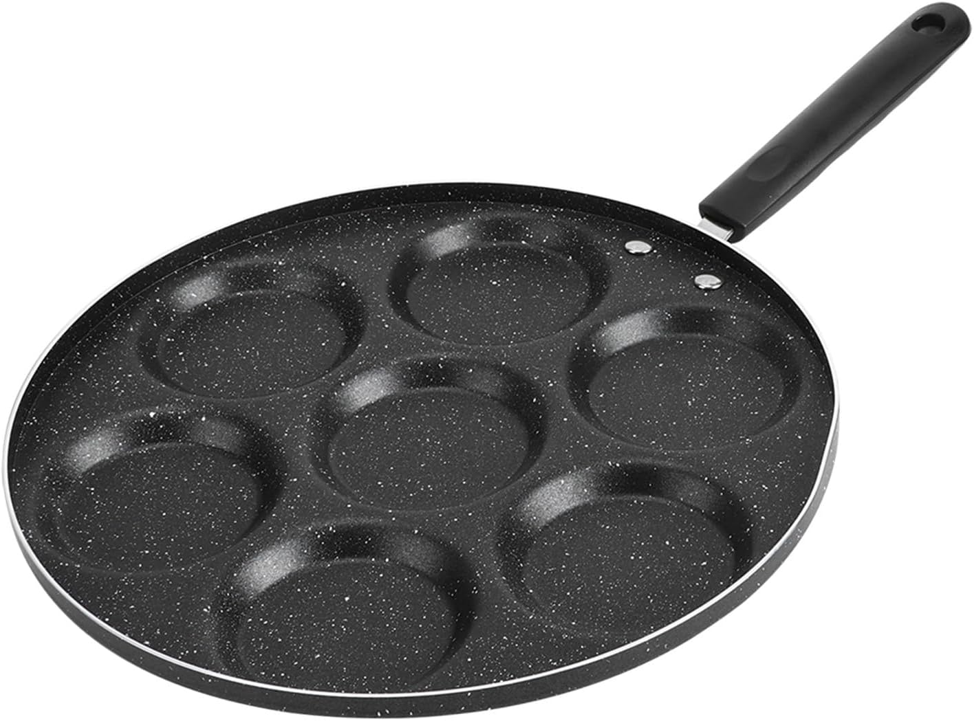 RiToEasysports 7 Hole Frying Pan, Even Heating for 7 Fried Eggs Simultaneously, Egg Cooker with Heat Resistant Handle for Home Chefs and Restaurants in Ceramic Ovens