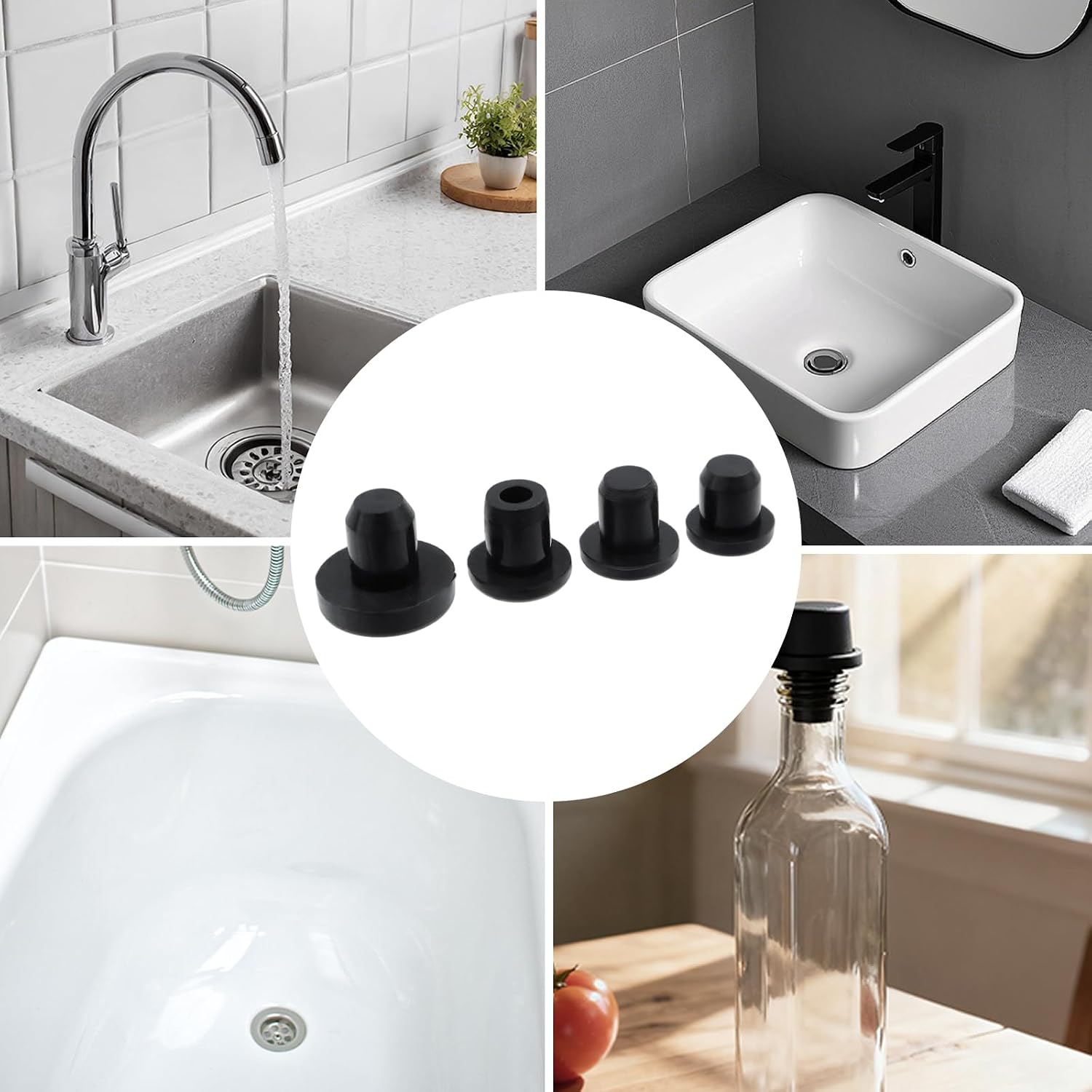 48 Pcs Silicone Stopper, 4 Sizes Round Holes Plug, T Shaped Soft Solid Flexible Plant Pot Drain Hole Plugs Cover (6.3/6.5/6.8/7 mm)