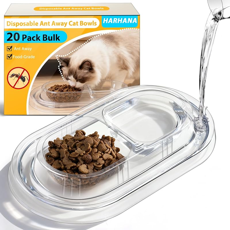 Pote descartável para viagem para gatos com barreira de água e plástico PET Harhana, pacote com 20