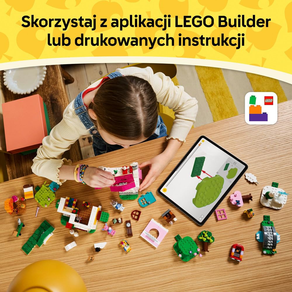LEGO Animal Crossing Kreatywne domy: Pory zabawy 77057 | Zabawka gamingowa z domkiem, zestaw z postaciami, prezent dla fana gry 7+, klocki dla dziewczynek i chłopców, 814 elementów