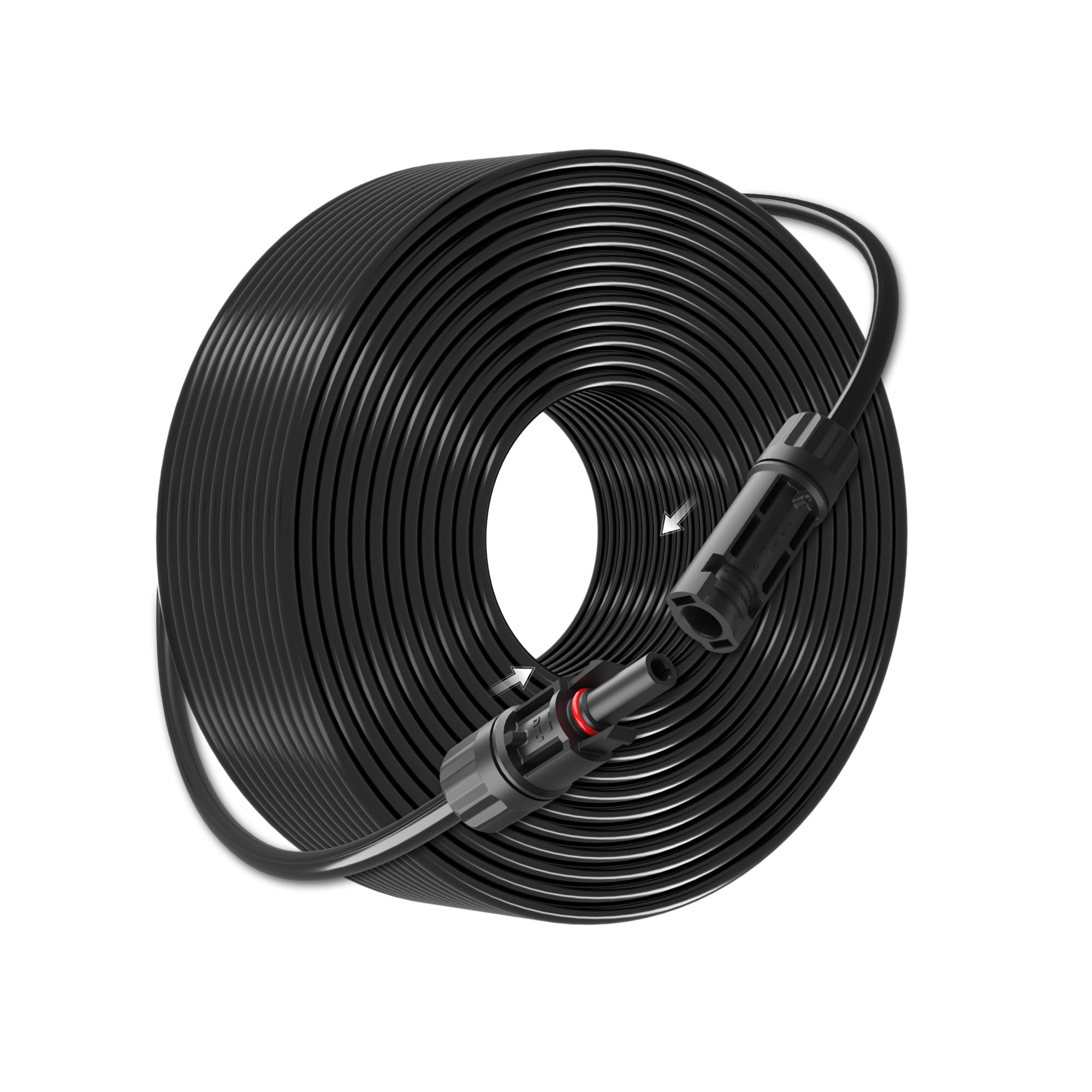 SJZSUNRUN - Cable de extensión solar de 10 AWG de 328 pies (negro) de 6 mm², cable fotovoltaico con 4 conectores impermeables IP68 para paneles solares, marina, sistemas fotovoltaicos,