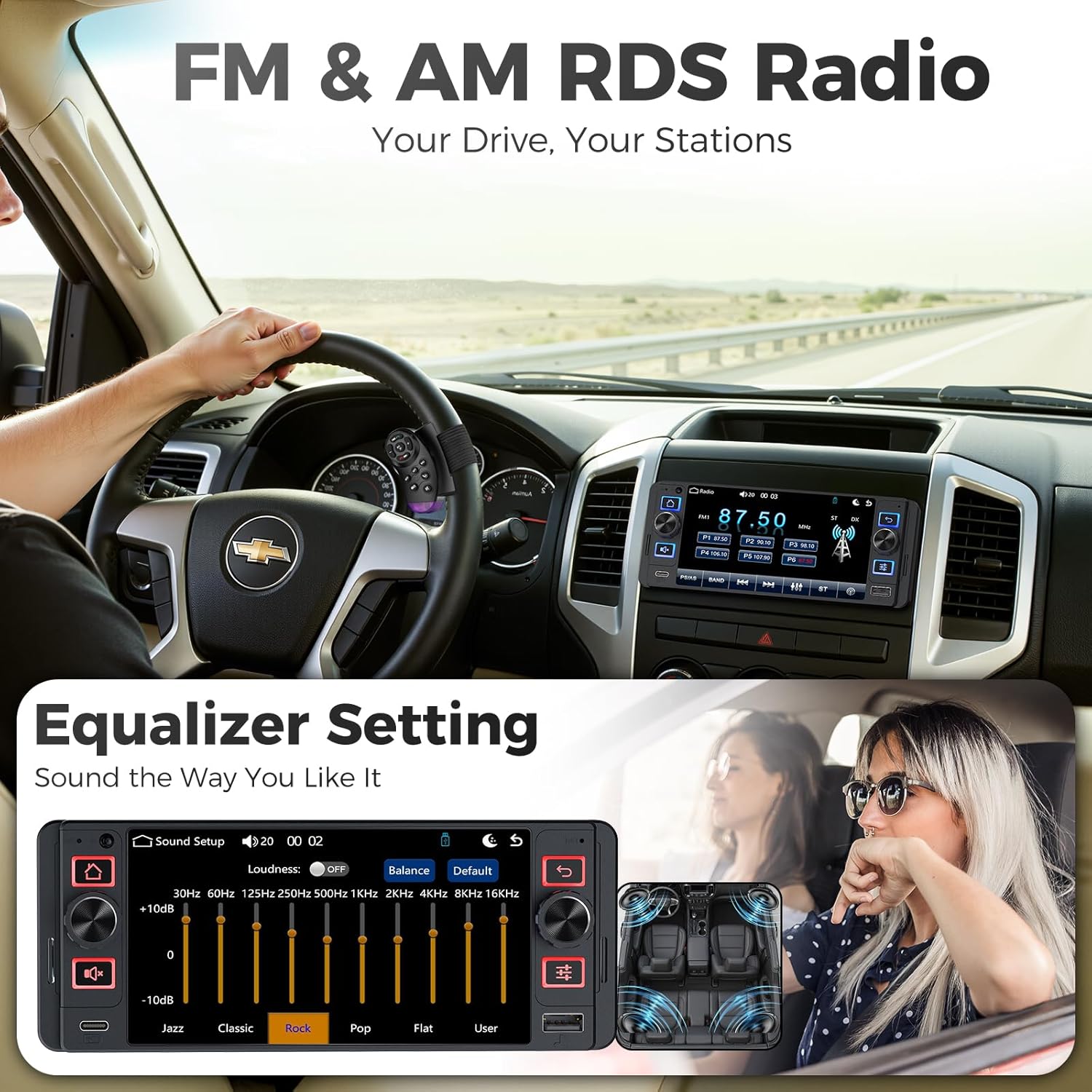 Single Din Car Stereo with Wireless Apple CarPlay and Android Auto, Single Din Touchscreen Radio Incell UHD Car Radio with 1080P Backup Camera, Mirror Link, Bluetooth 5.3, GPS, AM&FM, Type-C, EQ