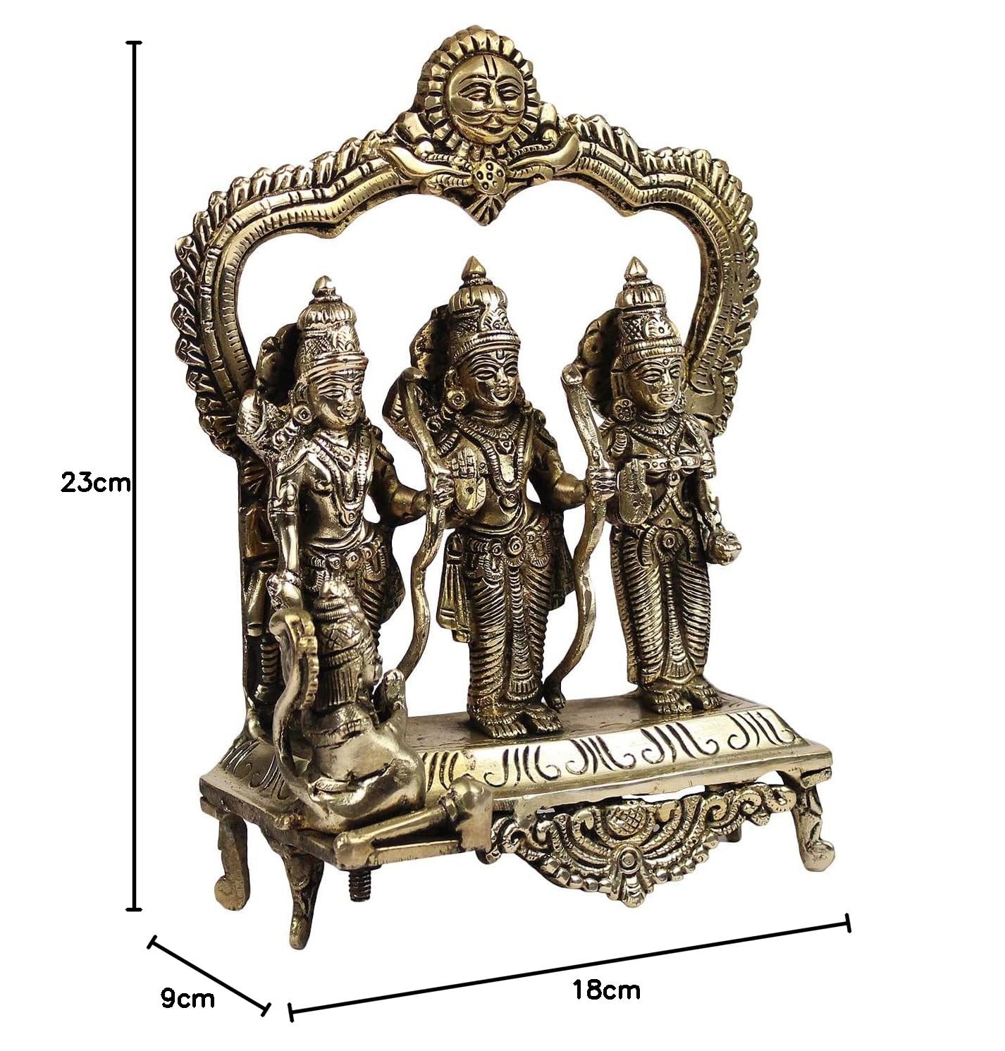 Kartique Statue De Bhagwan Ram Darbar En Laiton Avec Statue D'idole Sita Laxman Hanuman Grande Taille Murti Pour Décoration D'intérieur Temple Mandir Diwali Pooja Puja Hauteur 17,8 Cm