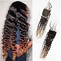 Vista 13 de Cabello humano virgen brasileño degradado 30 con cierre de encaje 4x4, 100% cabello virgen humano sin procesar, línea capilar prearrancada, cierre