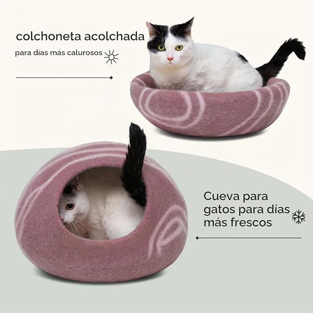 Foto 4 de 7 de MEOWFIA Cueva de Cama para Gatos de Fieltro Premium