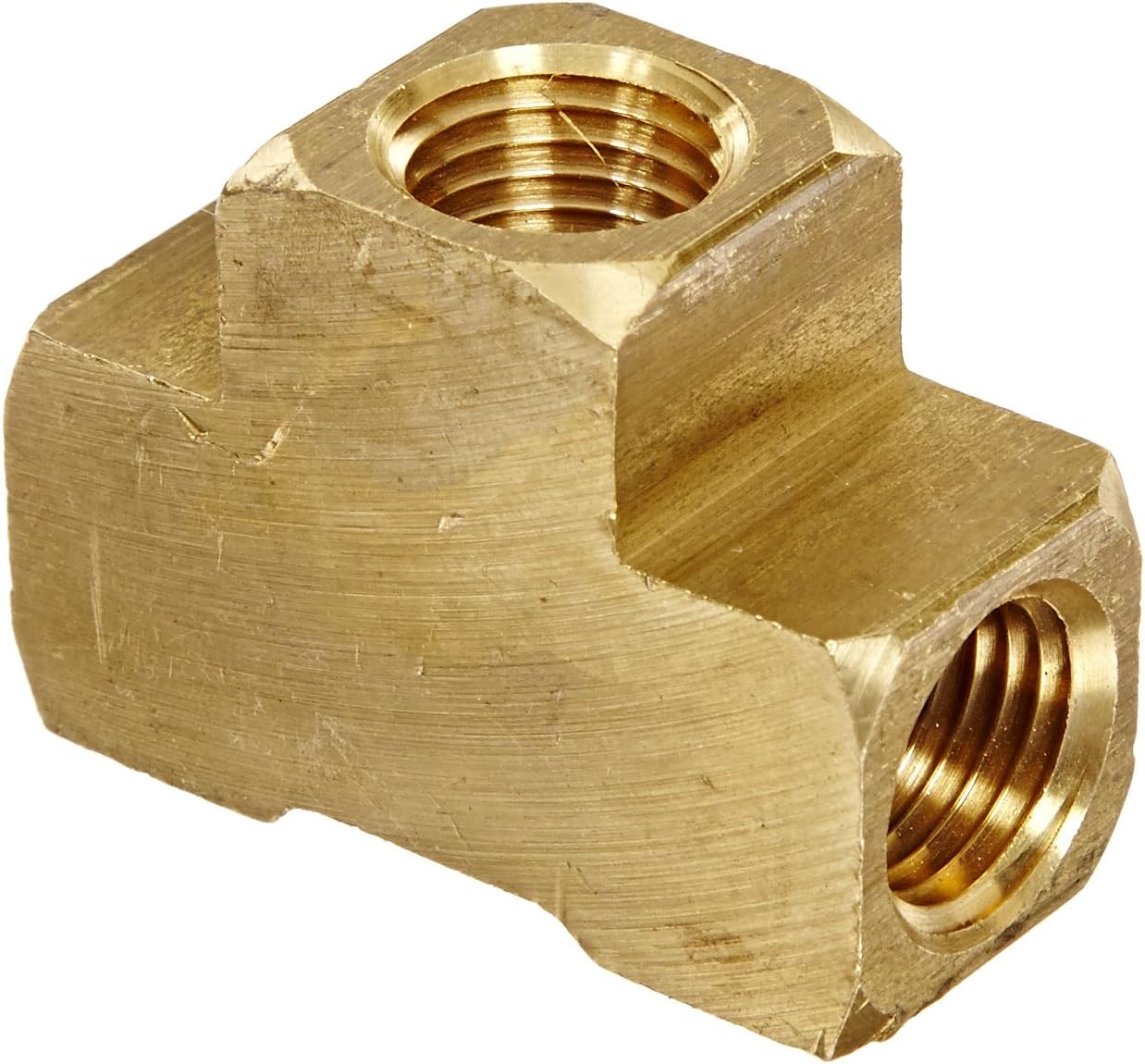 56101-04 Brass Pipe Fitting, Barstock Tee, 1/4" x 1/4" x 1/4" NPT Female Pipe