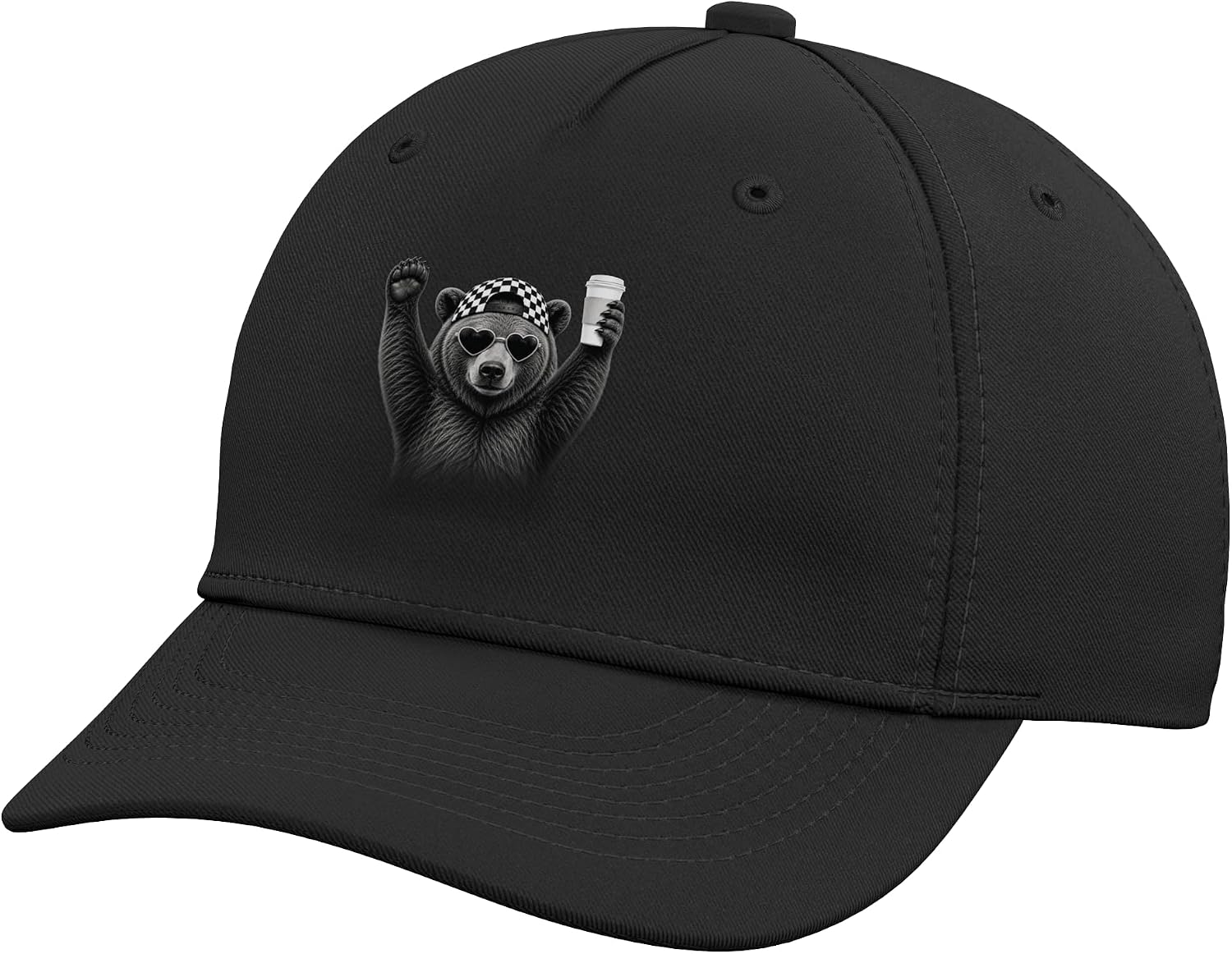 Coffee Bear Funny Caffeine Lover Men Women Kids Adjustable Baseball Hat