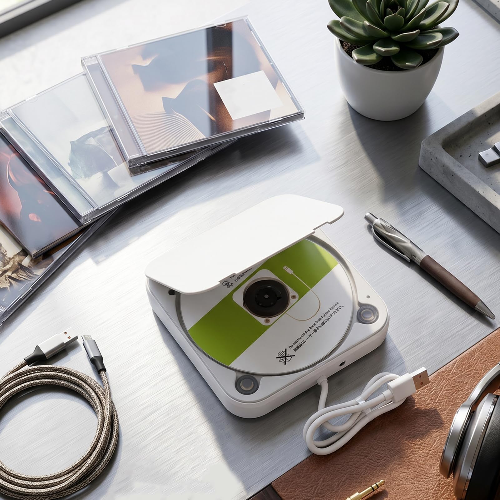 Bewinner Lettore CD Portatile per Auto Alimentato Tramite USB, Lettore Dischi Esterno per Auto con Ingresso AUX, Telecomando, Audio HiFi per Stereo del Veicolo, Laptop e Uso Domestico