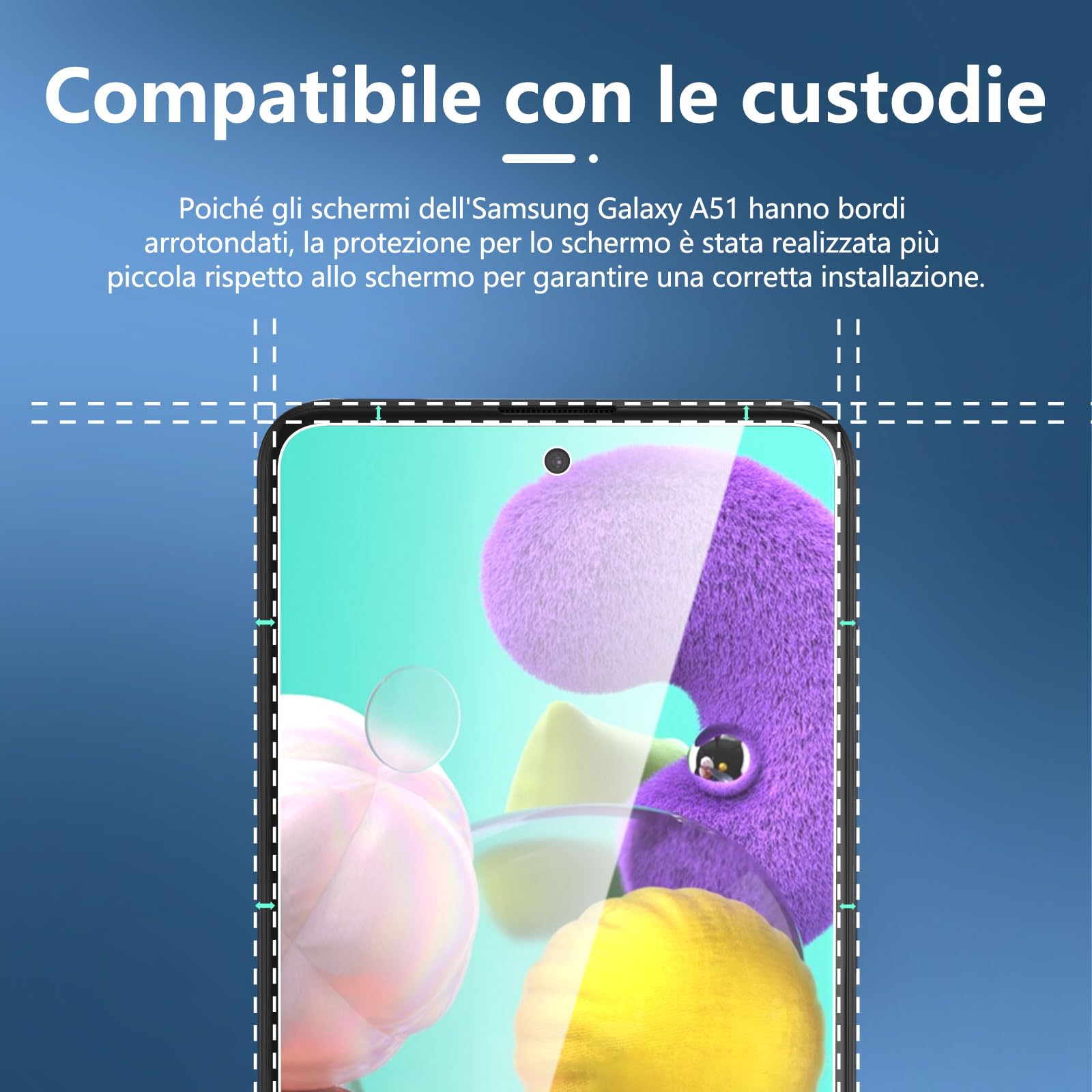 NEW'C 3 Pezzi, Vetro Temperato per Samsung Galaxy A51, Pellicola Prottetiva Anti Graffio, Anti-Impronte, Senza Bolle, Durezza 9H, 0,33mm Ultra Trasparente, Ultra Resistente